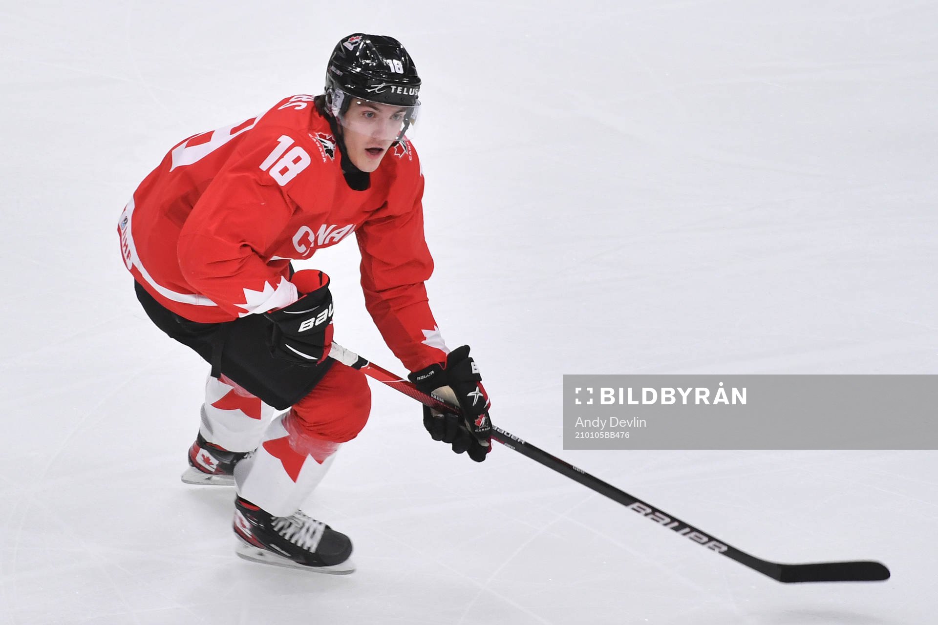 Peyton Krebs of Canada skates