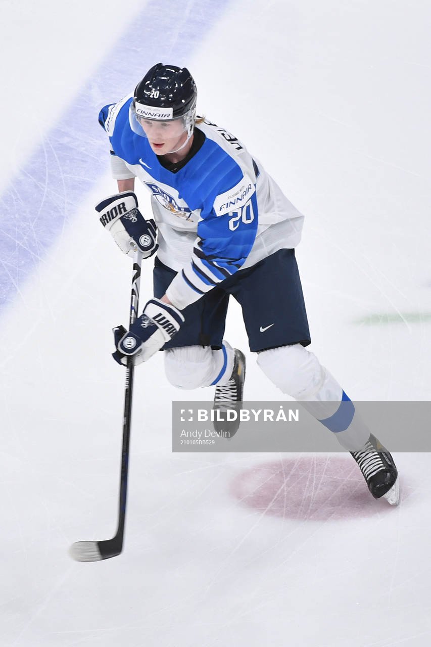 Samuel Helenius of Finland participates in warm up