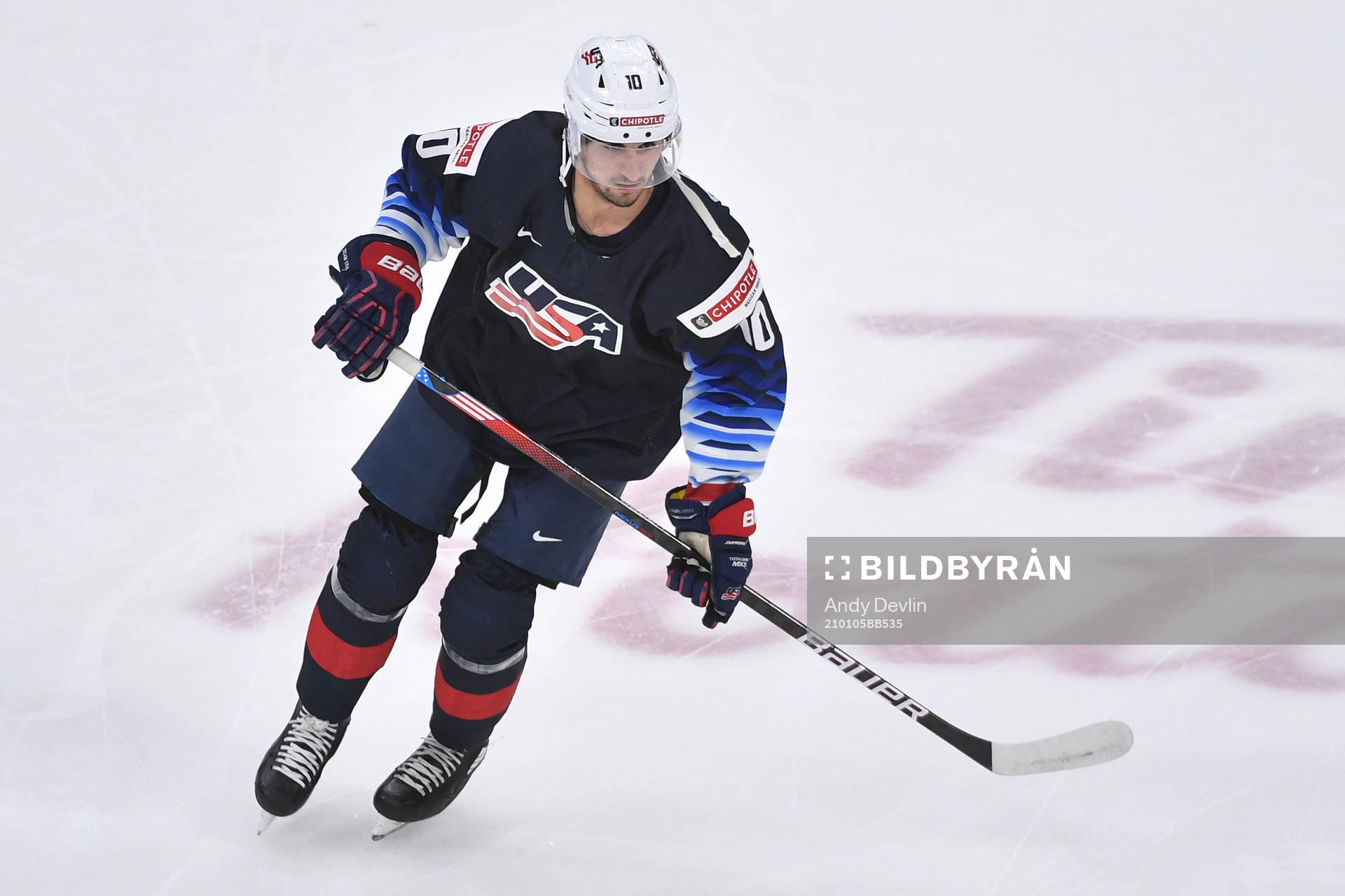Matthew Beniers of USA participates in warm up