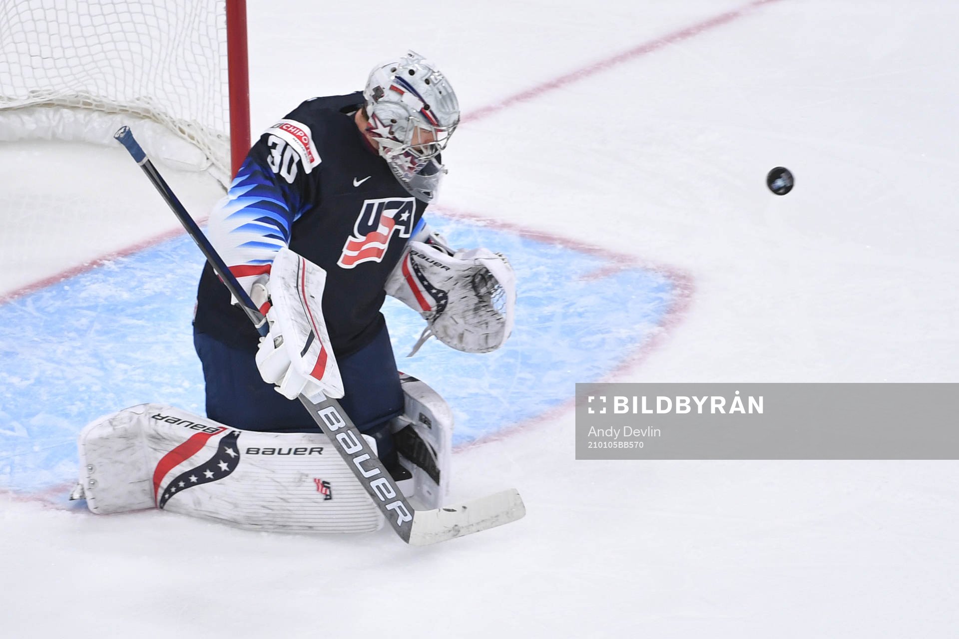 Spencer Knight of USA makes a save