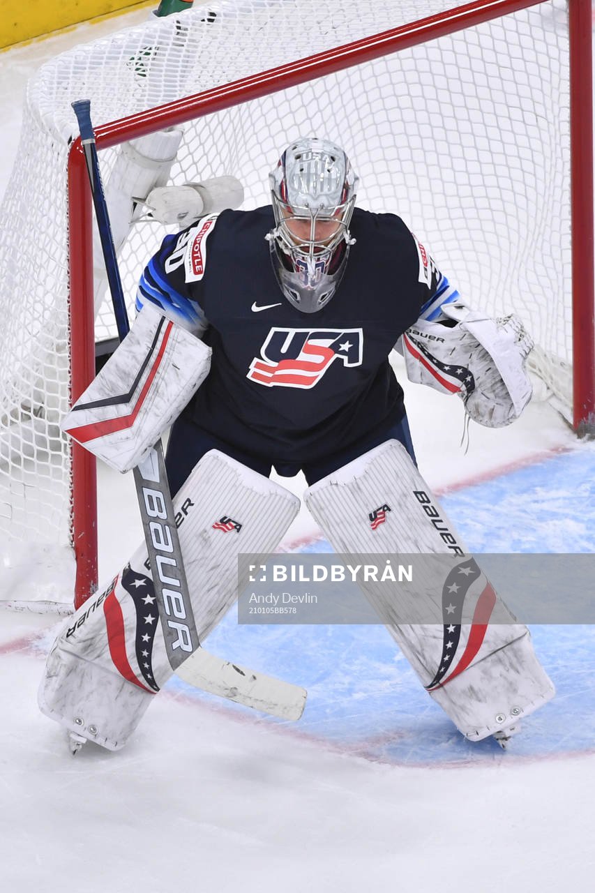 Spencer Knight of USA watches the play