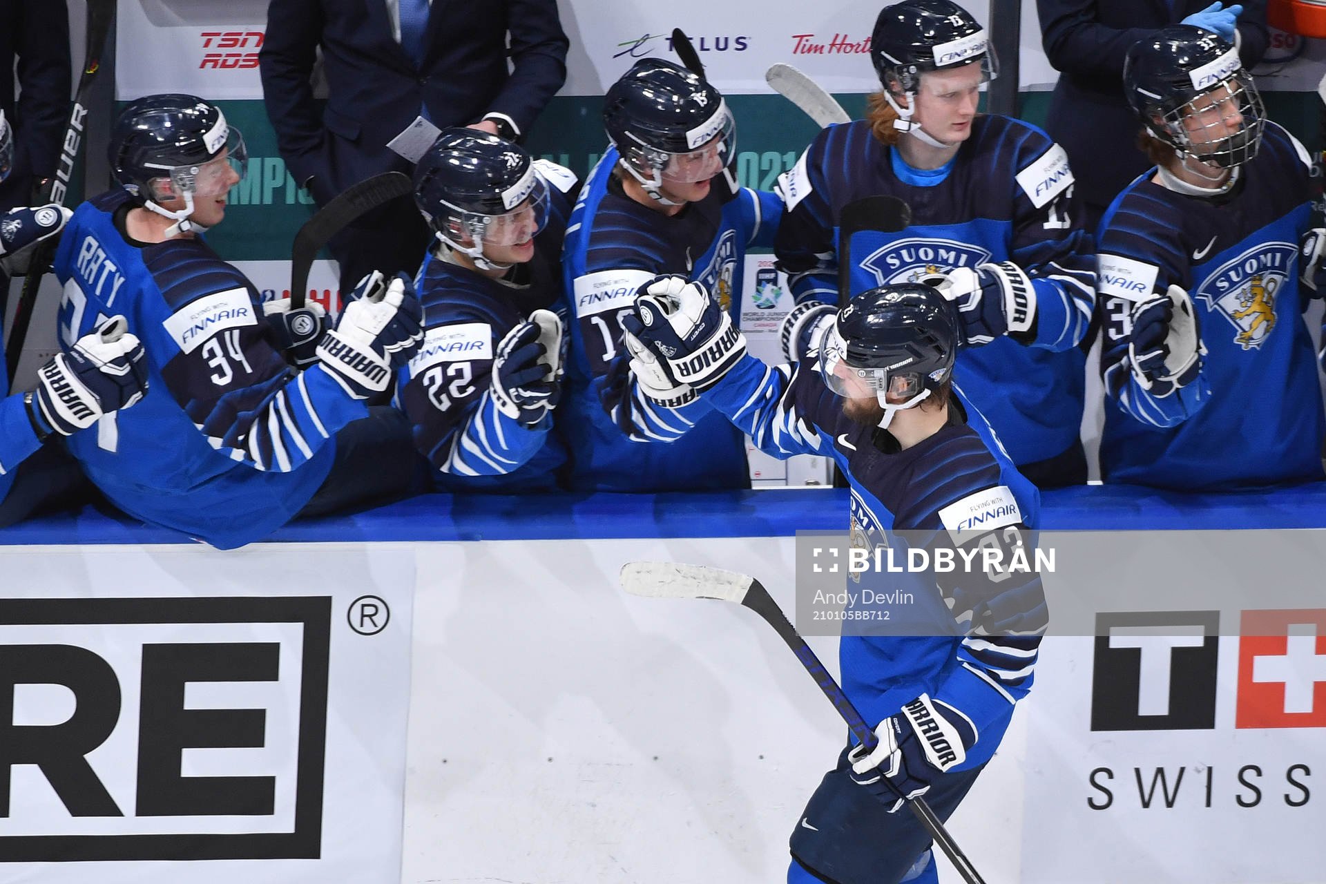 Mikko Petman of Finland celebrates his third period goal