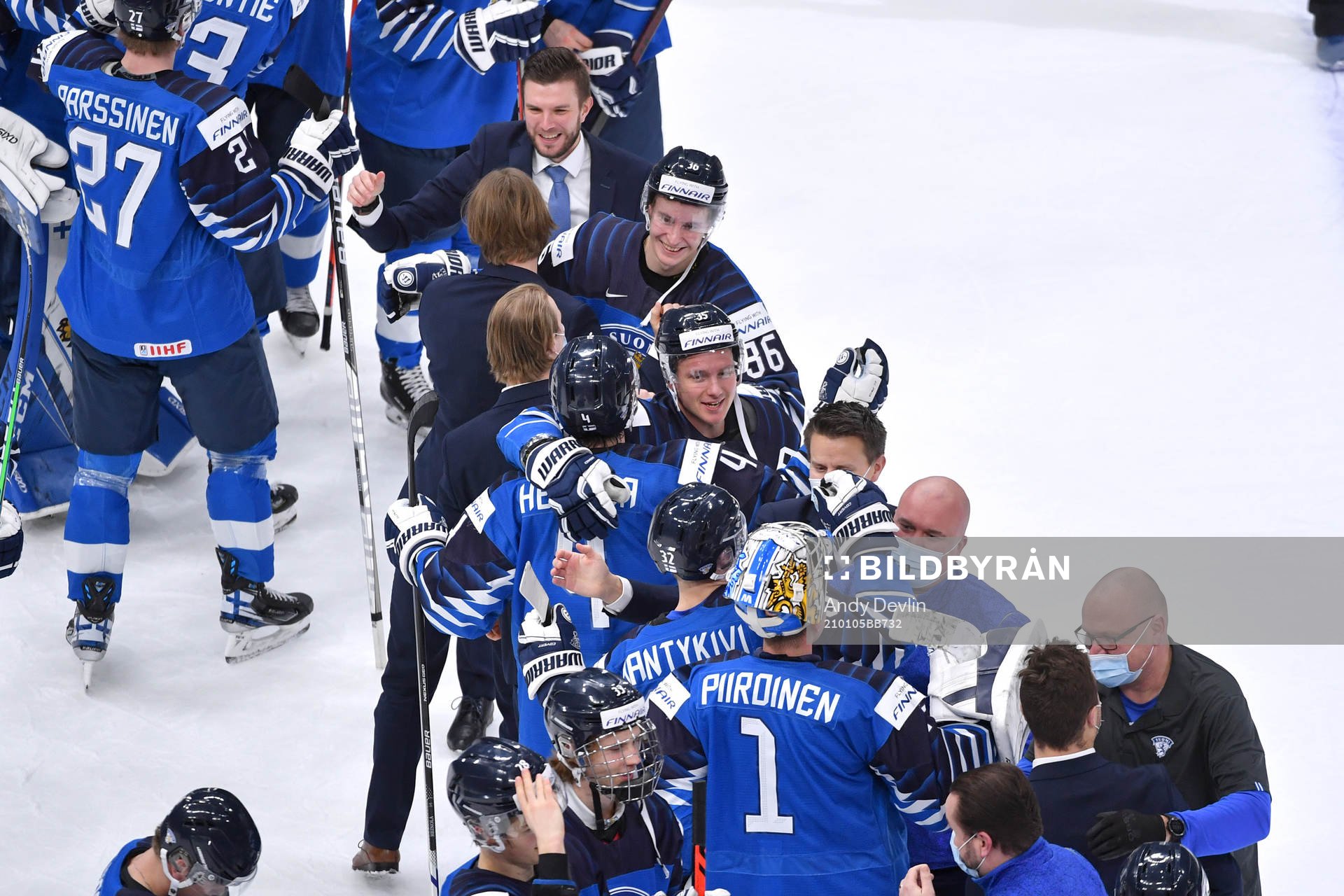 Team Finland celebrates their victory