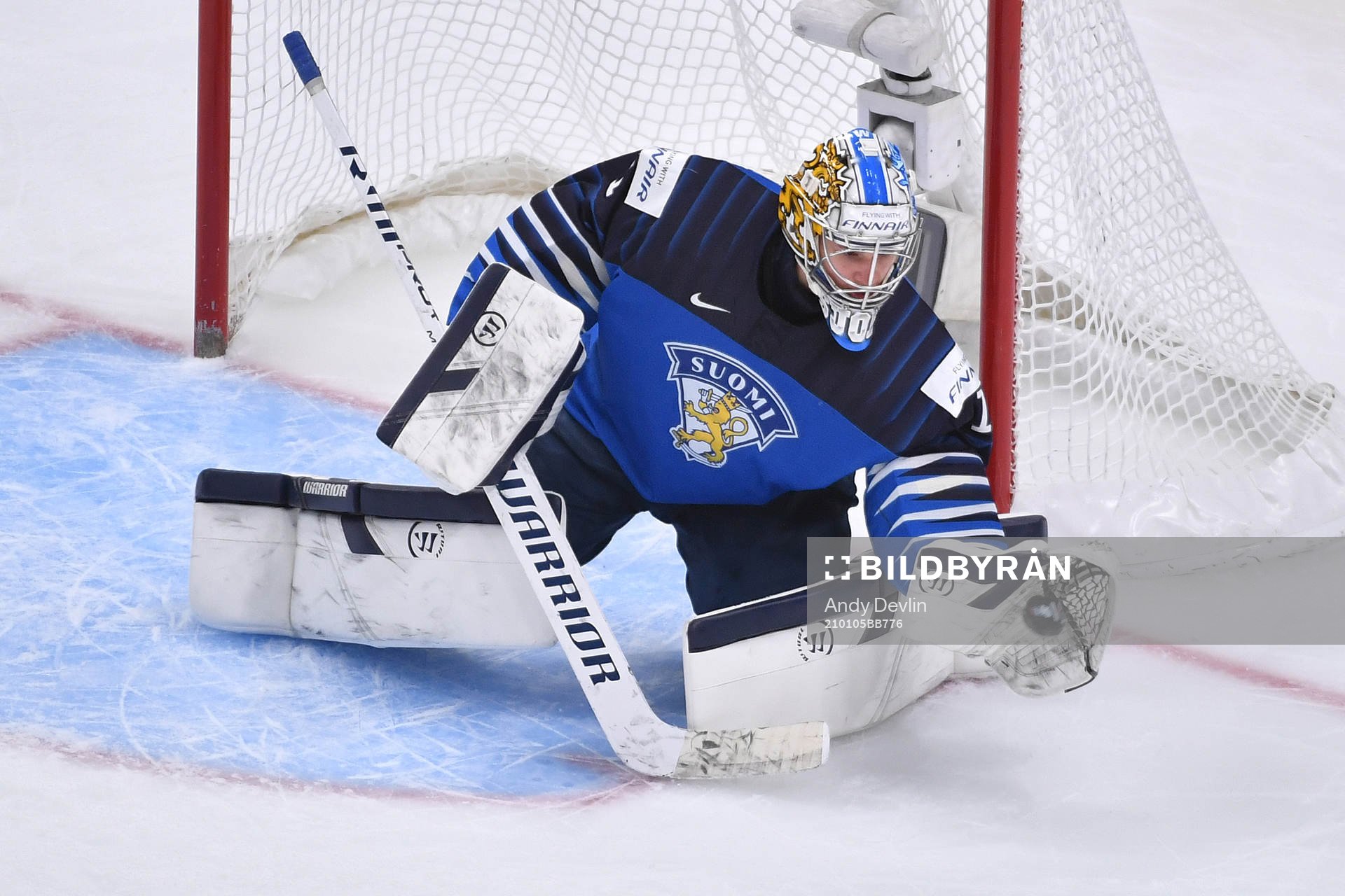 Kari Piiroinen of Finland makes a glove save