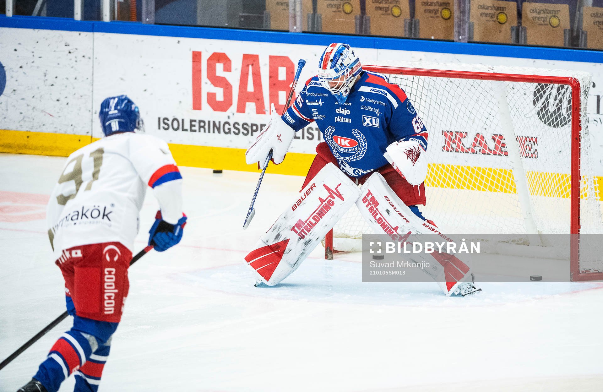 Oskarshamns målvakt Tex Williamsson och Rickard Palmberg