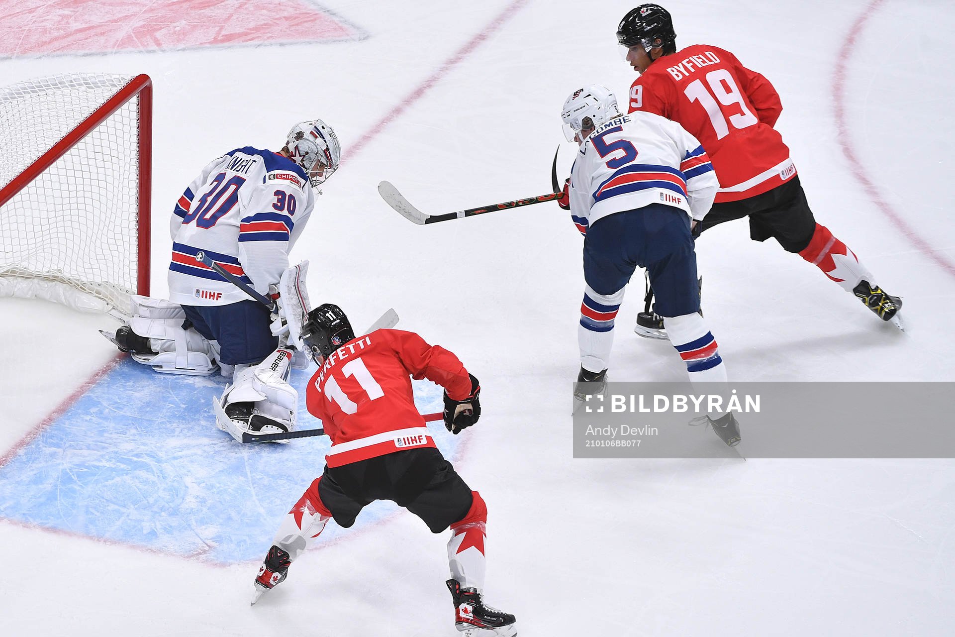 Spencer Knight of USA makes a save