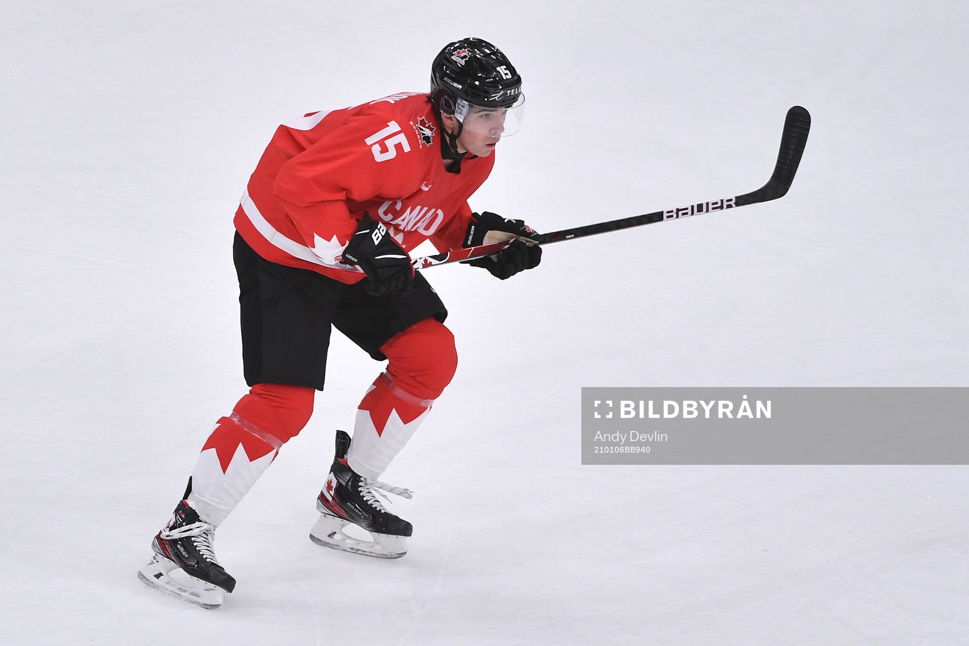 Alex Newhook of Canada skates