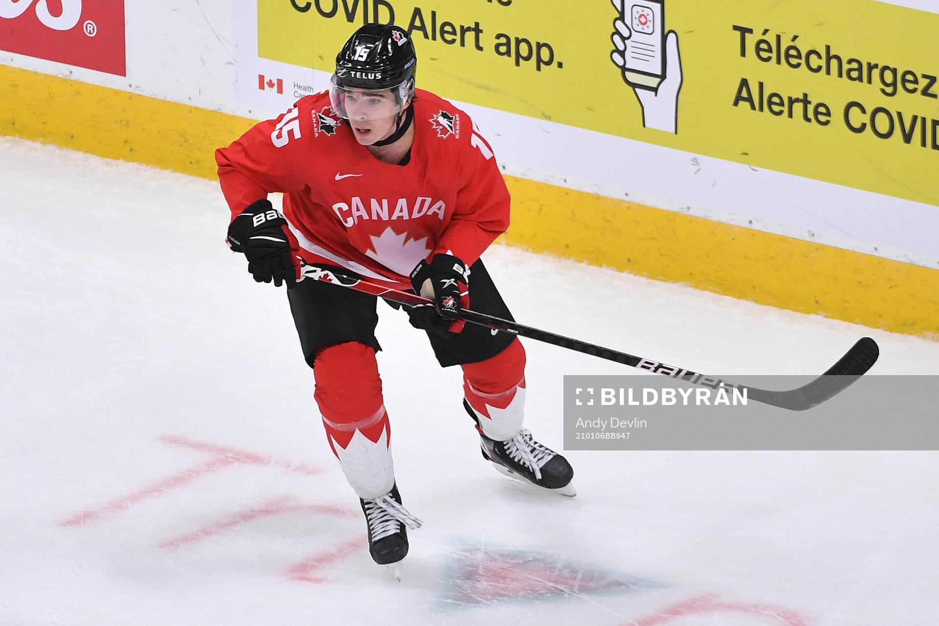 Alex Newhook of Canada skates