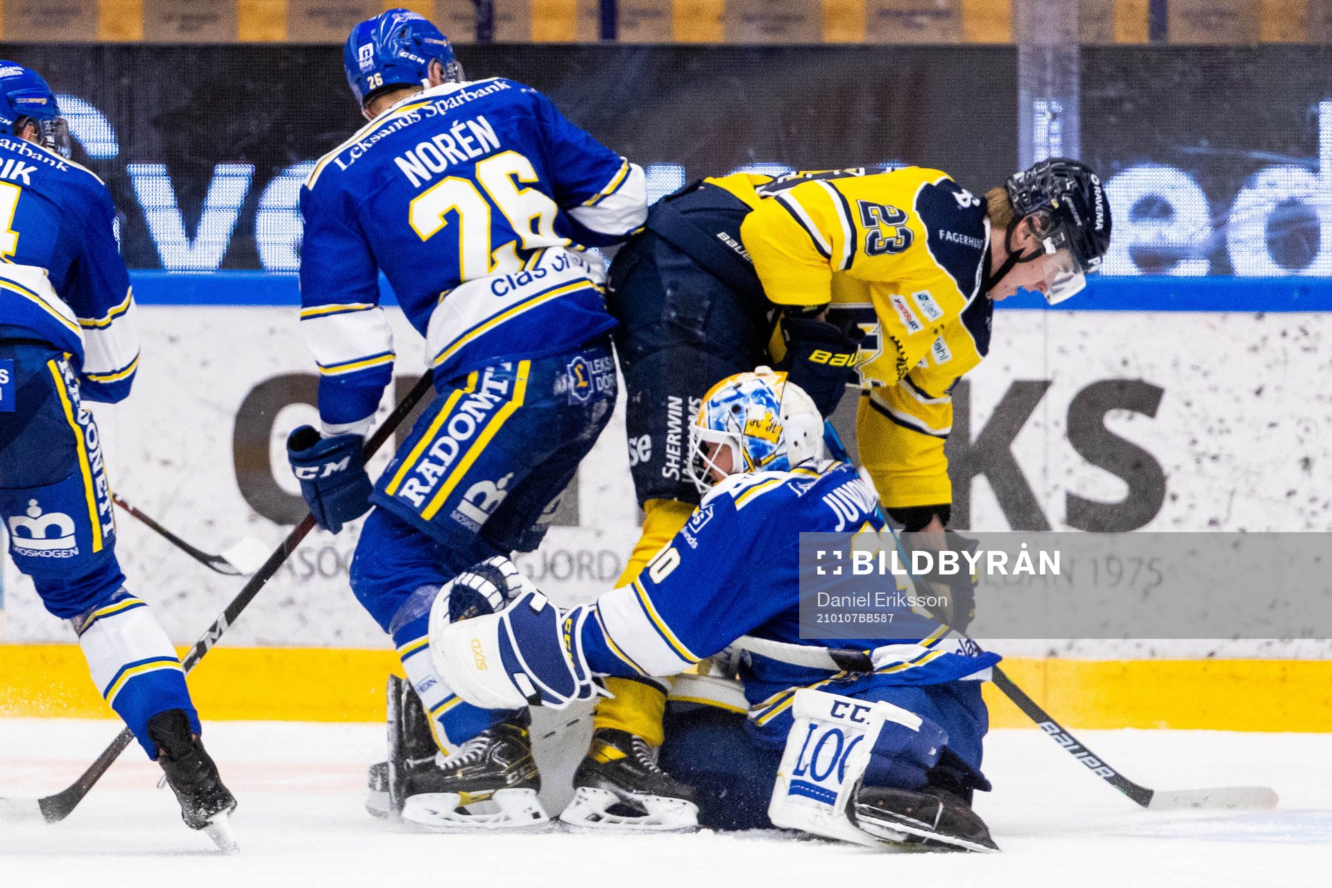 Leksands Patrik Norén och målvakt Janne Juvonen
