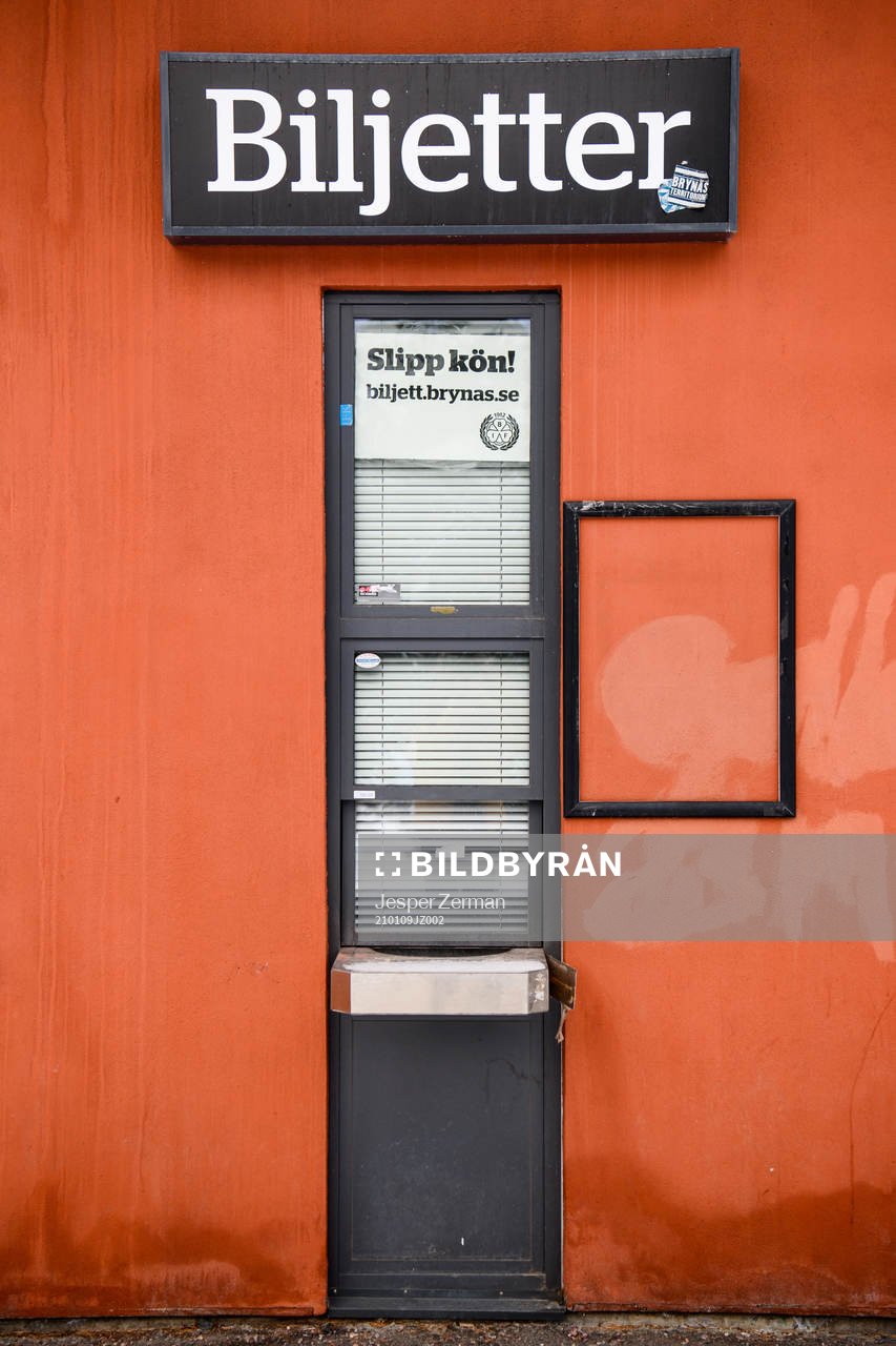 En stängd biljettlucka i Monitor ERP Arena