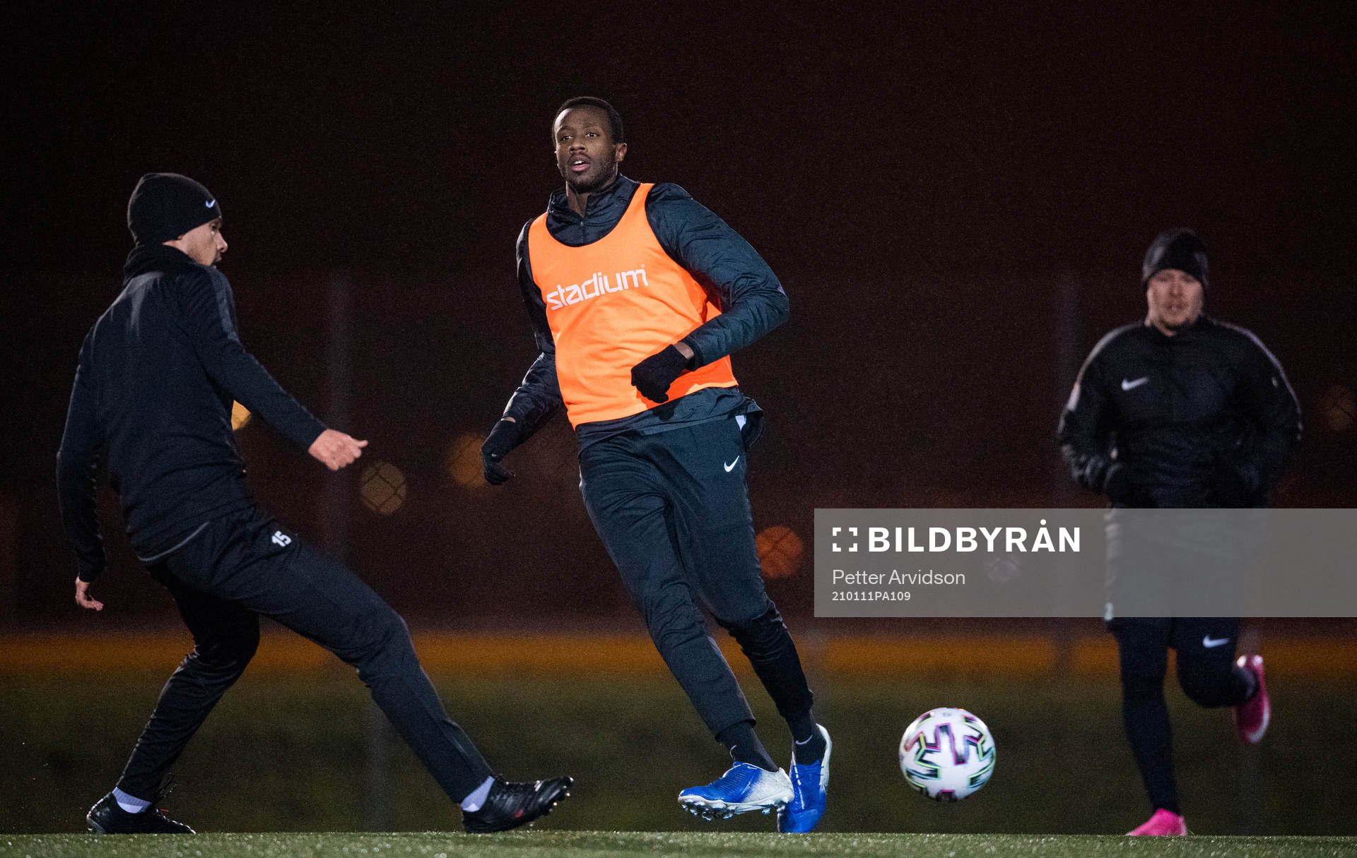 Landskronas Herve Prudence Nshimirimana under en fotbollsträning med Landskrona den 11 januari 2021 i Landskrona.