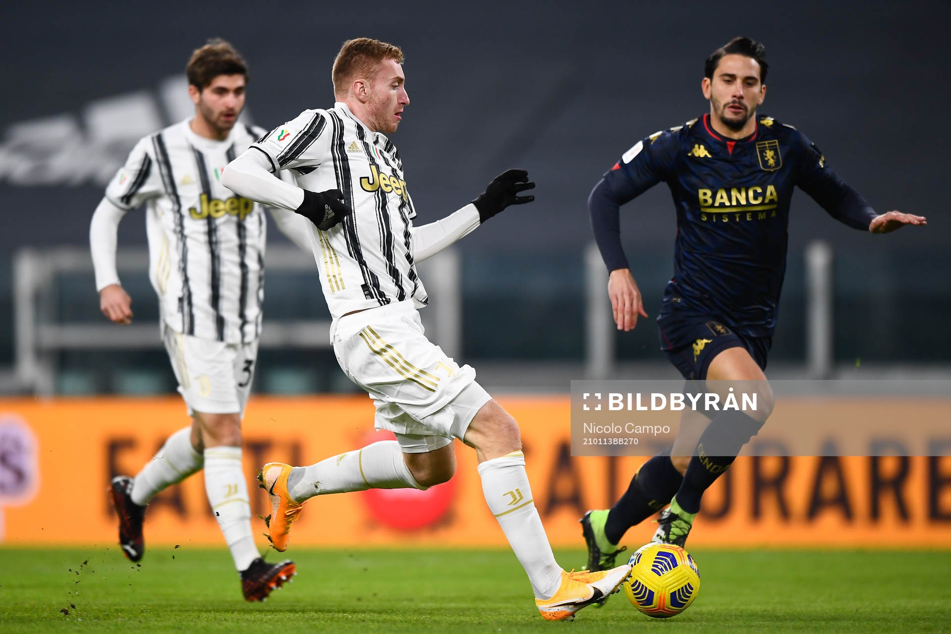 Dejan Kulusevski of Juventus scores the 1-0 goal