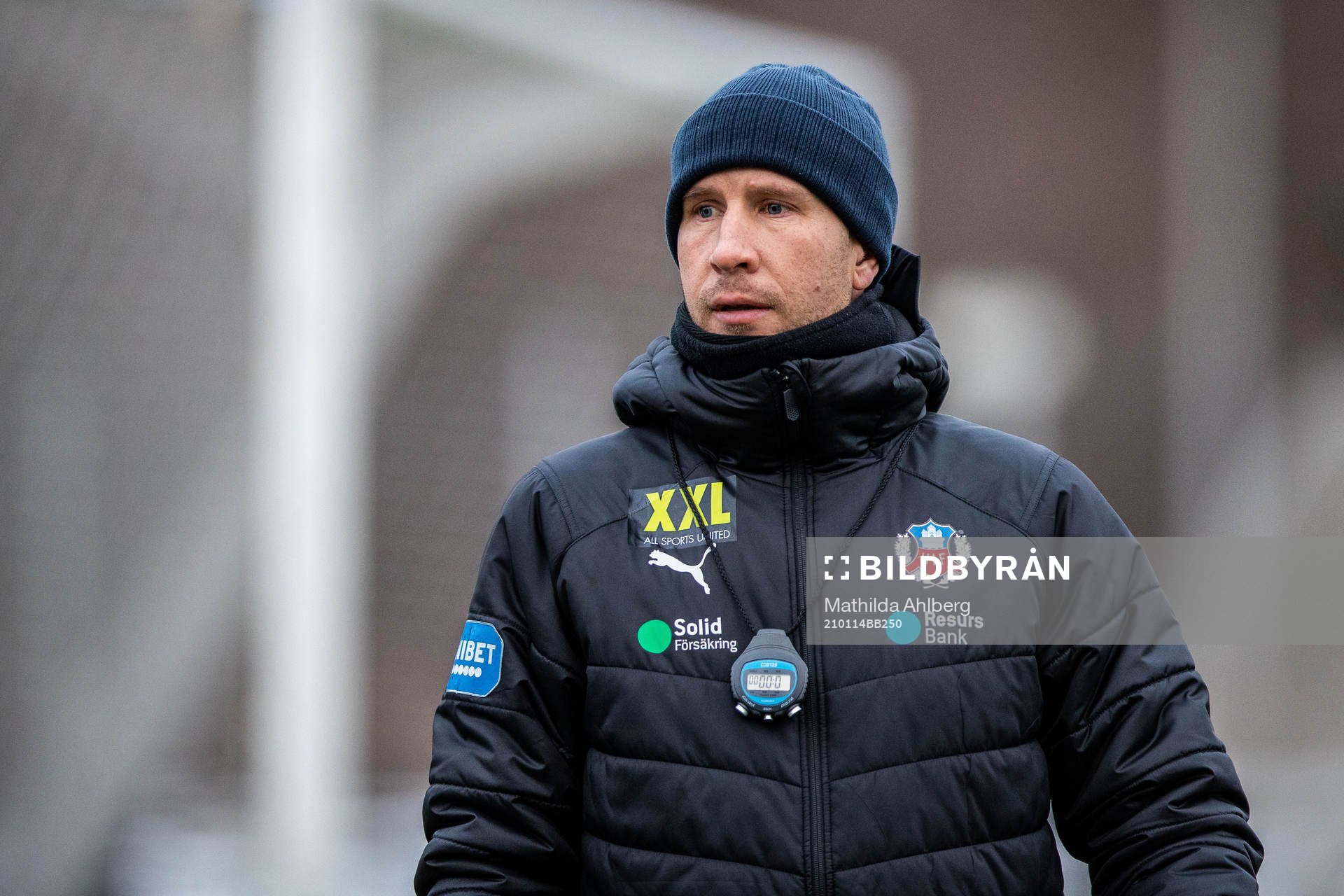 Helsingborgs assisterande tränare Mattias Lindström under en träning med Helsingborg den 14 januari 2021 i Helsingborg.