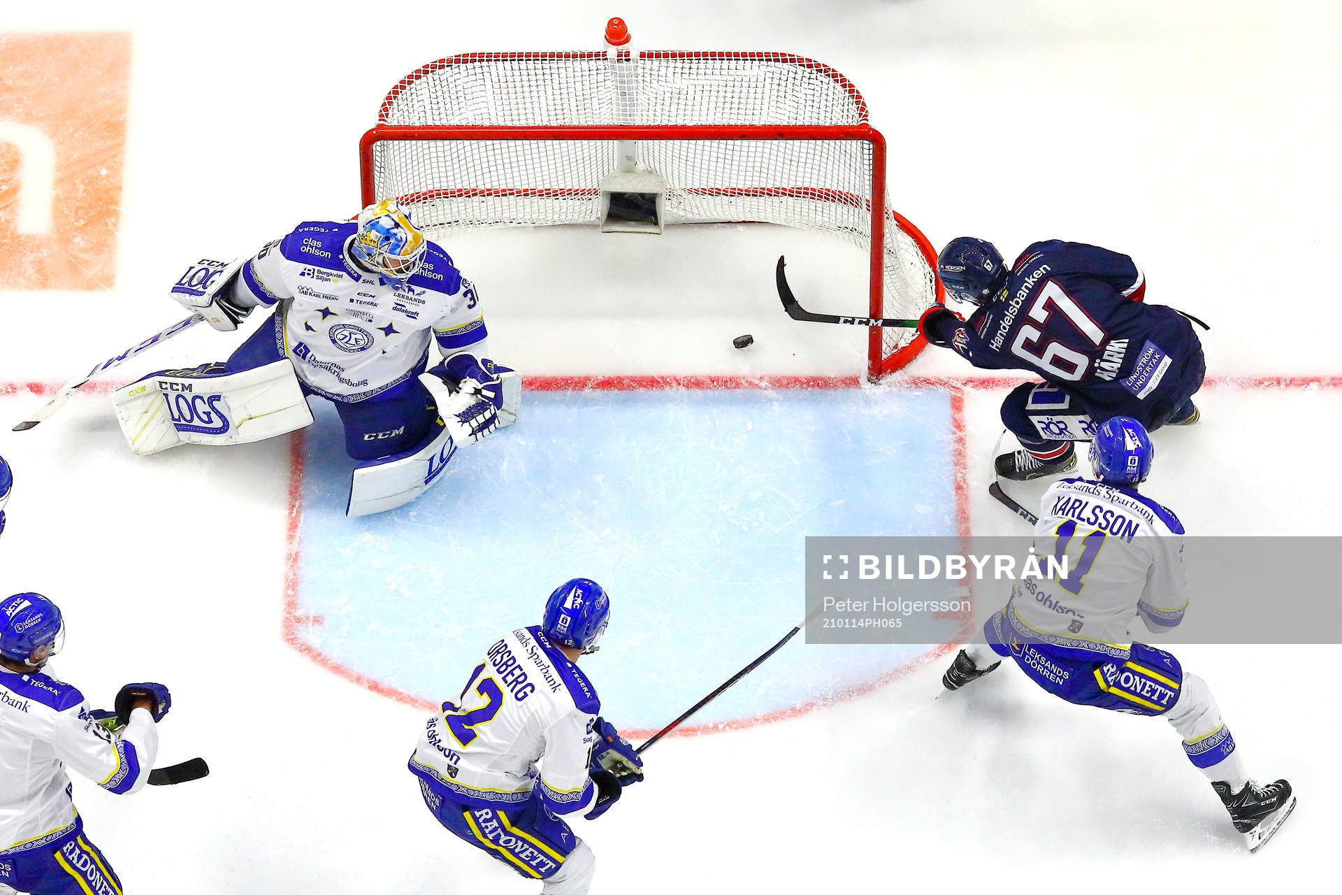 Mål 1-2 av Linköpings Jarno Kärki förbi Leksands
