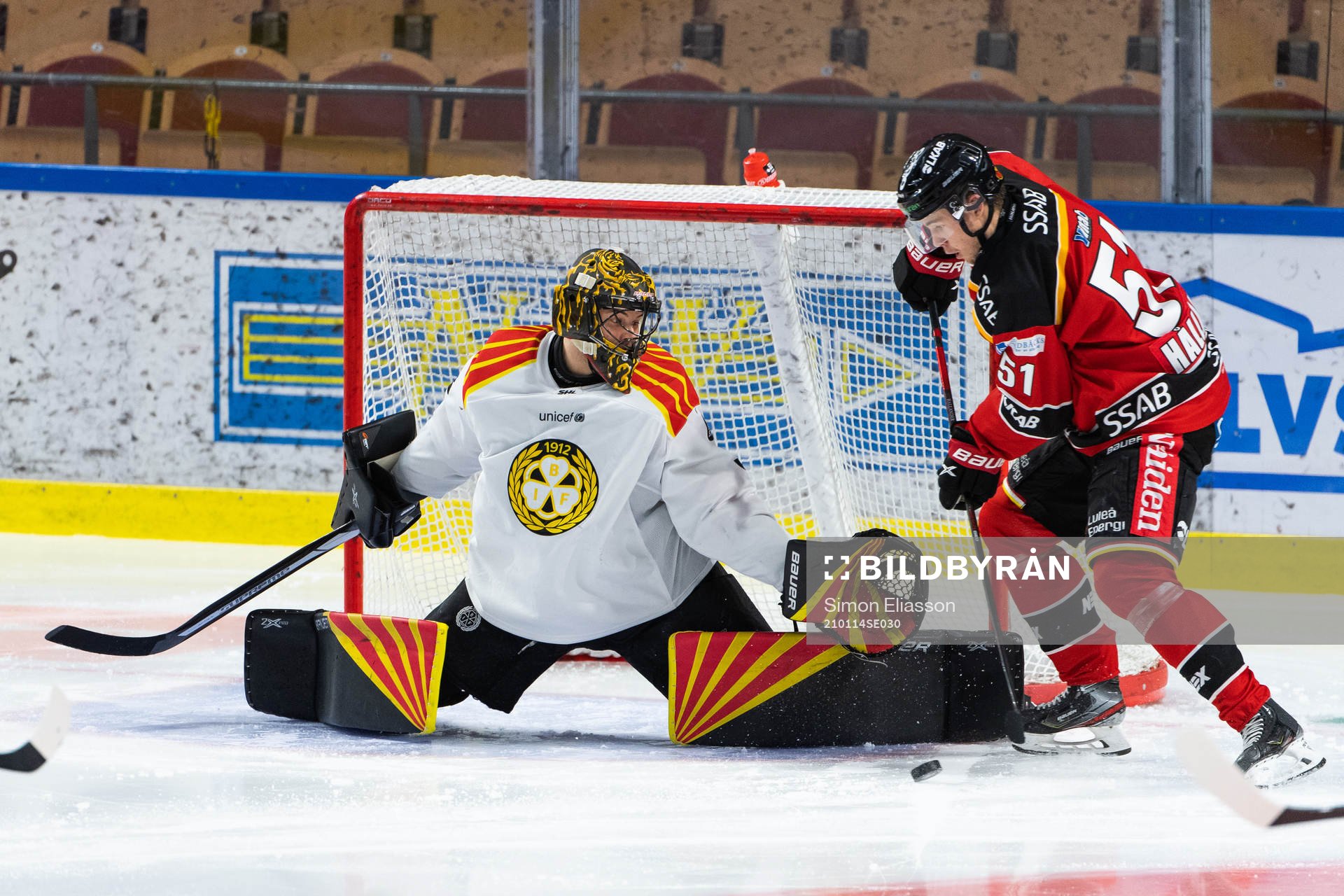 Brynäs målvakt Samuel Ersson och Luleås Filip Hållander