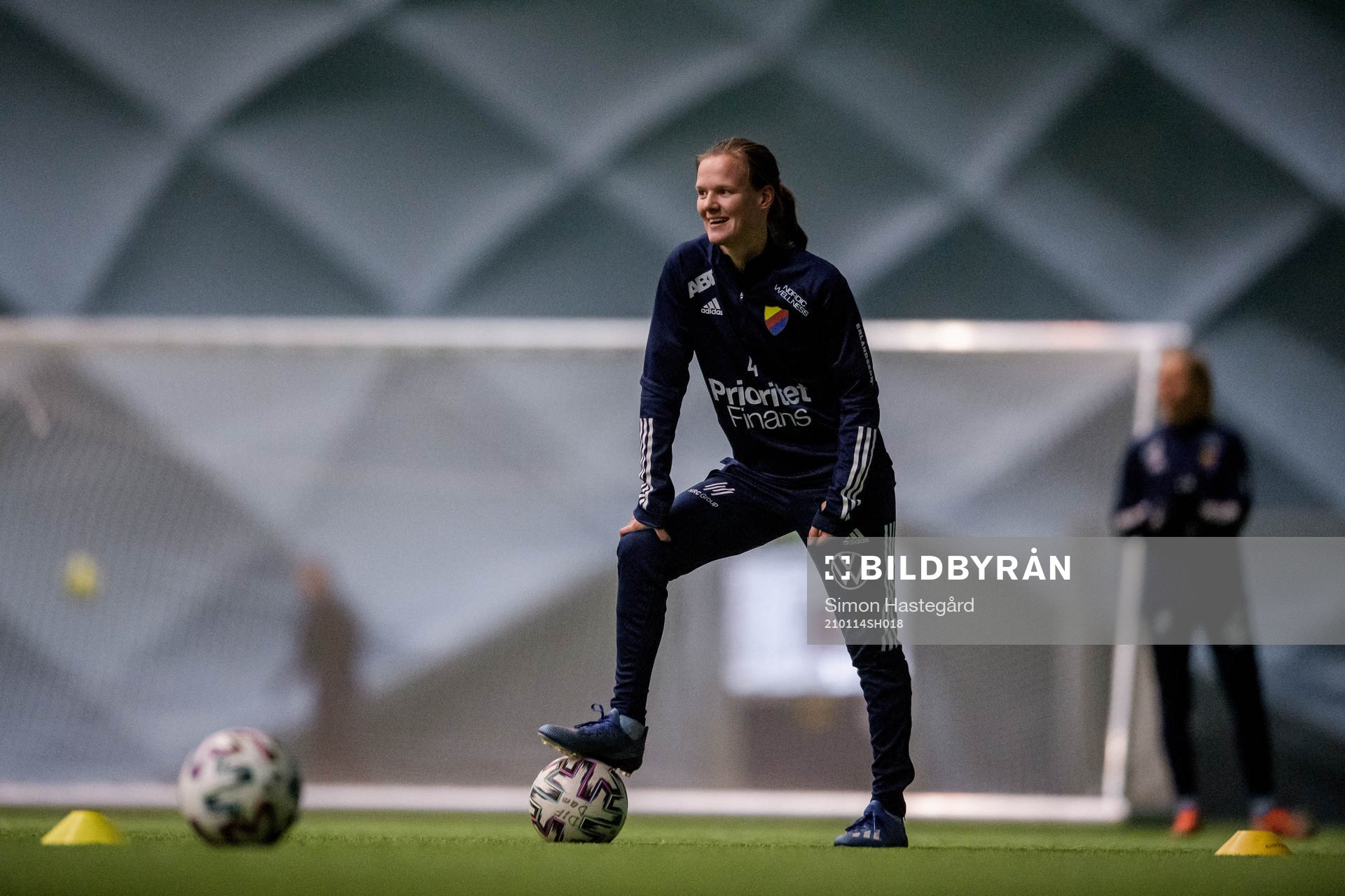 Sheila van den Bulk under en träning med Djurgården den 14 januari 2021 i Stockholm.