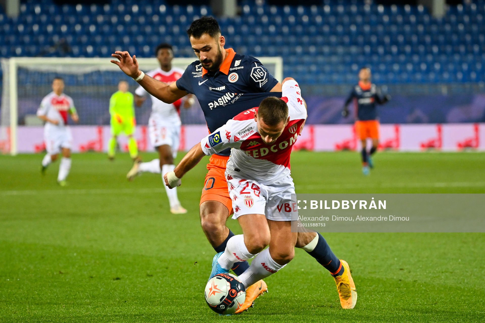 Ruben AGUILAR of Monaco  and Gaetan LABORDE of Montpellier