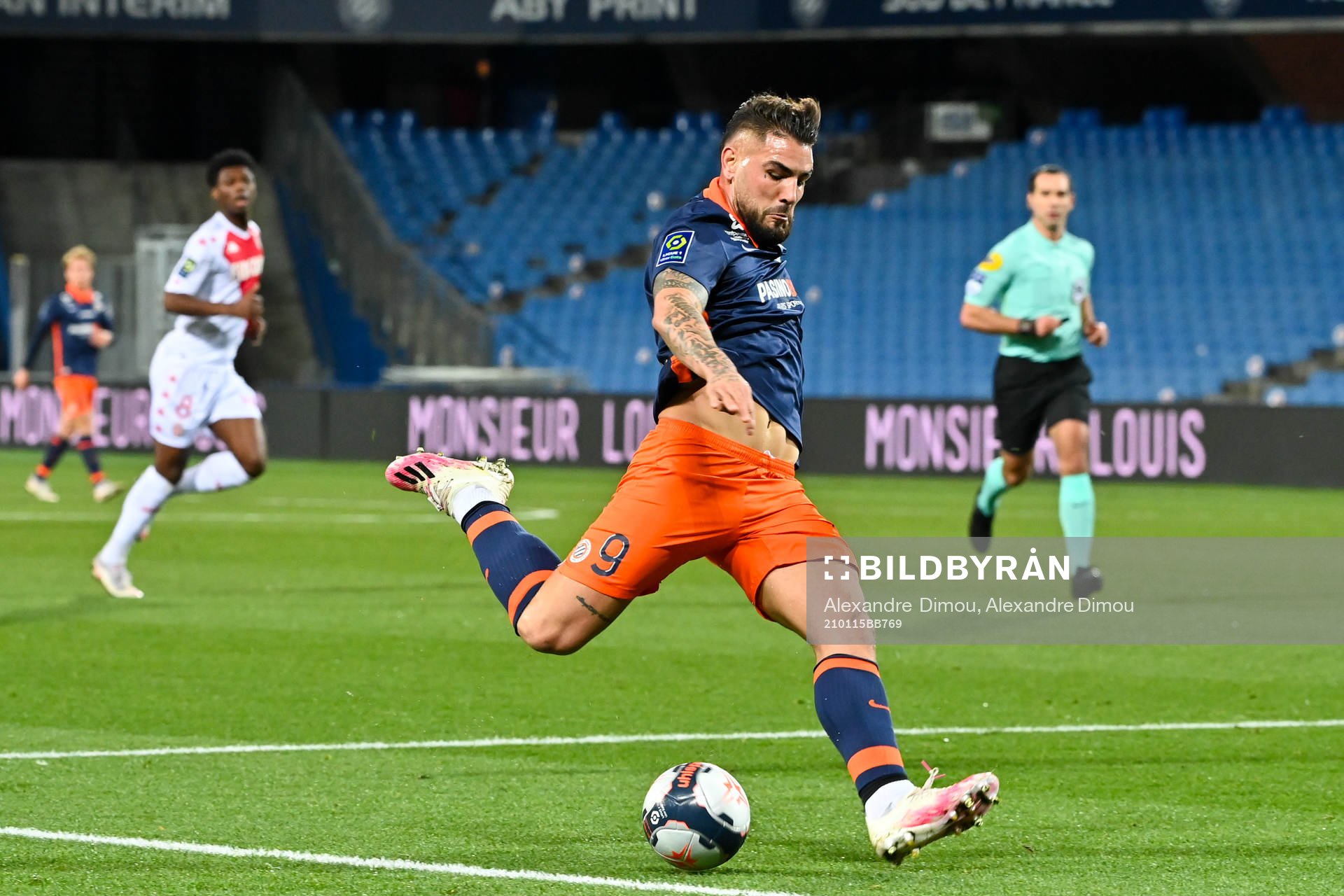 Fotboll, Franska Ligan, Montpellier - Monaco: Andy DELORT of Montpellier during the Ligue 1 match between Montpellier and Monaco at Stade de la Mosson on January 15, 2021 in Montpellier, France. (