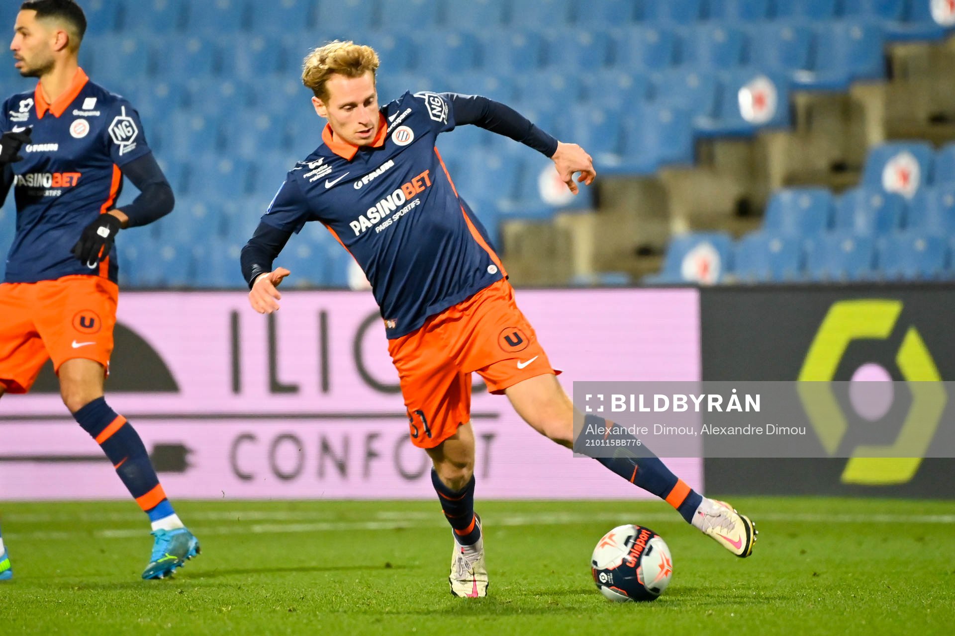 Fotboll, Franska Ligan, Montpellier - Monaco: Nicolas COZZA of Montpellier during the Ligue 1 match between Montpellier and Monaco at Stade de la Mosson on January 15, 2021 in Montpellier, France. (