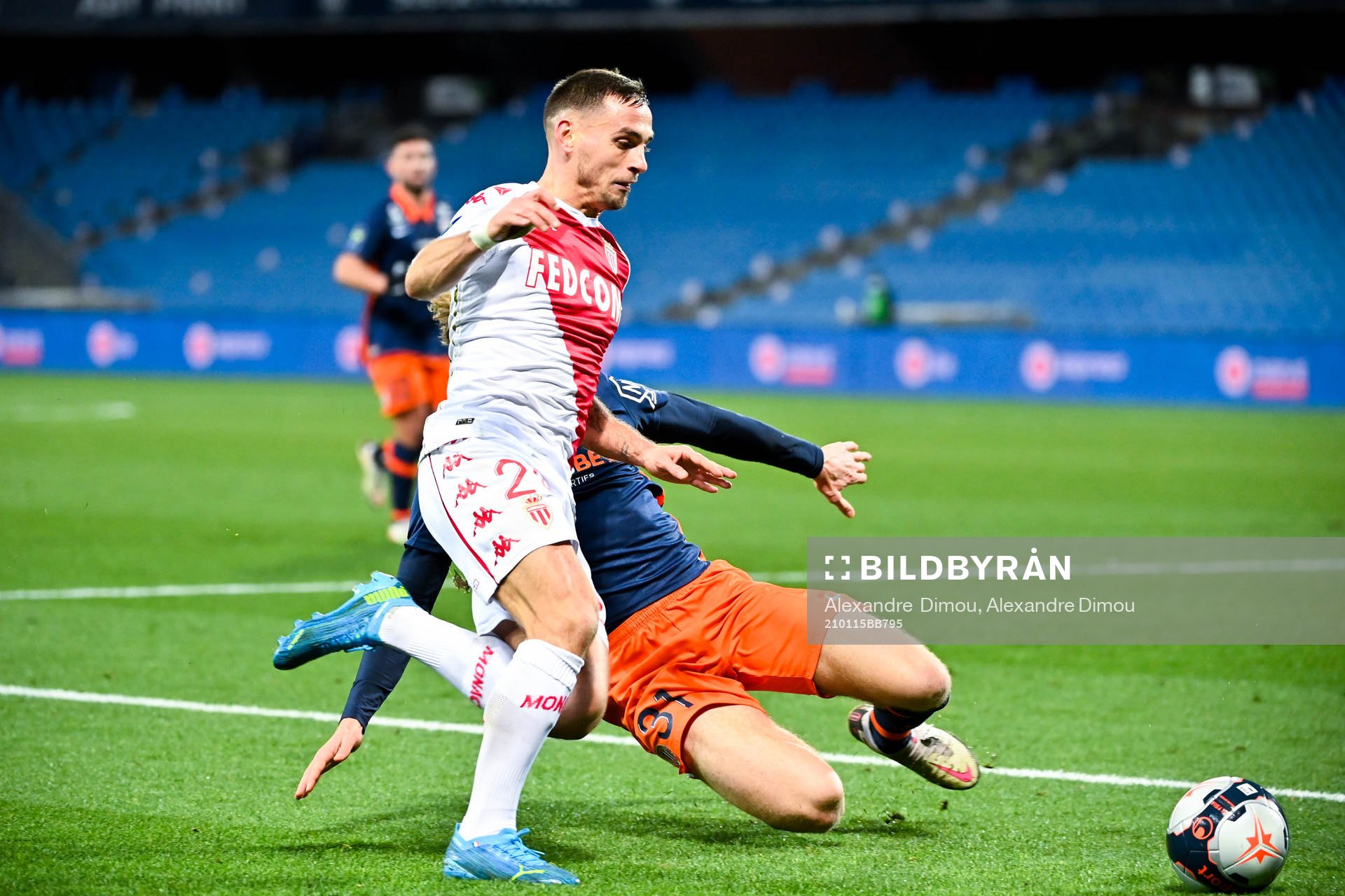 Fotboll, Franska Ligan, Montpellier - Monaco: Ruben AGUILAR of Monaco during the Ligue 1 match between Montpellier and Monaco at Stade de la Mosson on January 15, 2021 in Montpellier, France. (