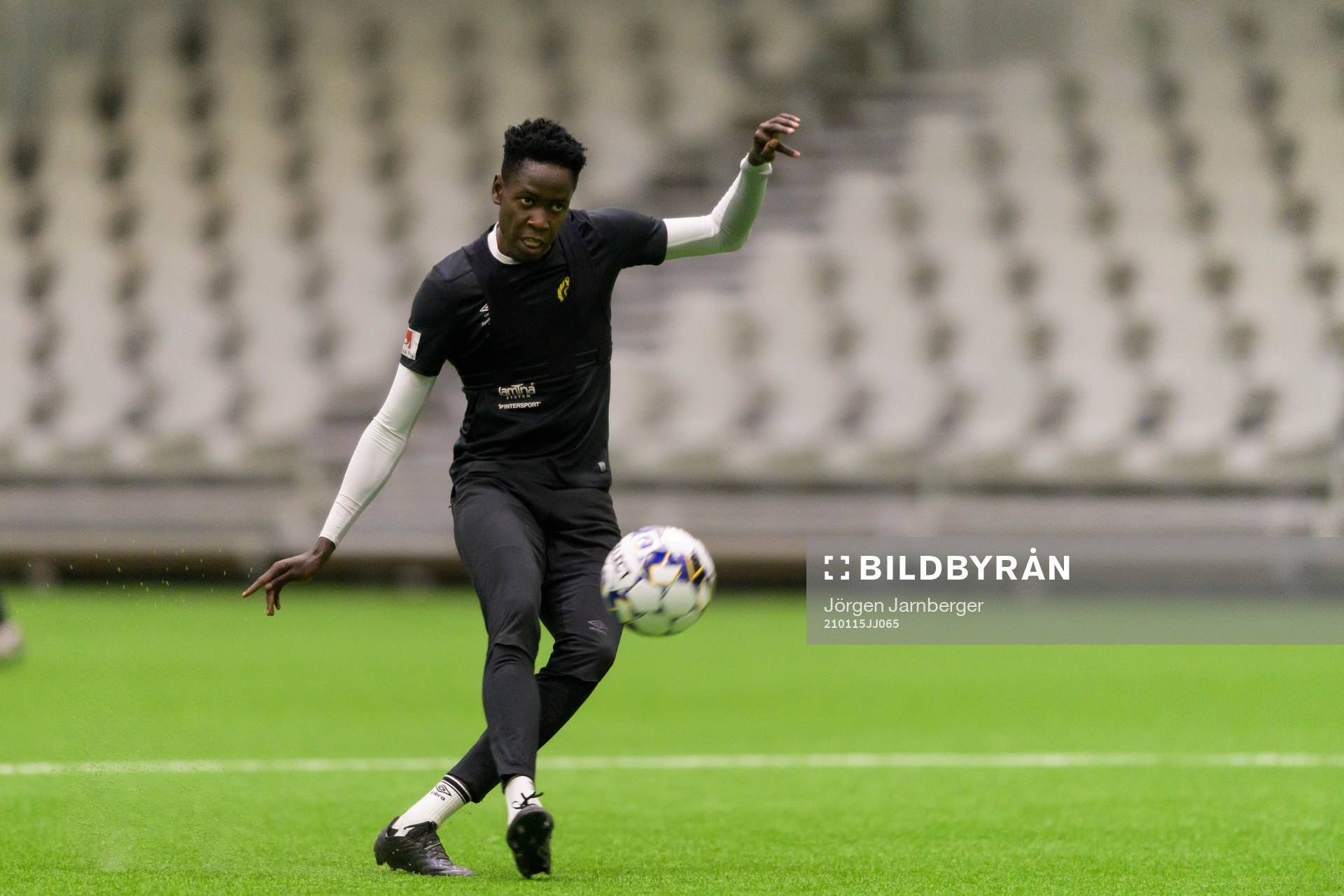 Joseph Stanley Okumu under en träning med Elfsborg den 15 januari 2021 i Borås.