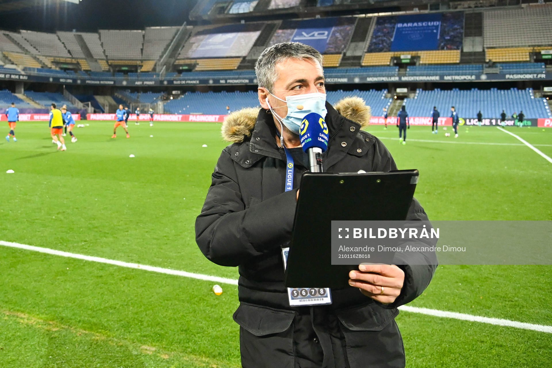  Fotboll, Franska Ligan, Montpellier - Monaco: Eric LARCHEVEQUE speaker of Montpellier  during the Ligue 1 match between Montpellier and Monaco at Stade de la Mosson on January 15, 2021 in Montpellier, France. (