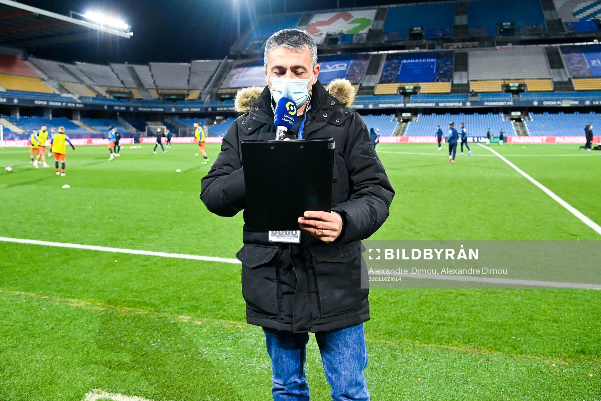  Fotboll, Franska Ligan, Montpellier - Monaco: Eric LARCHEVEQUE speaker of Montpellier  during the Ligue 1 match between Montpellier and Monaco at Stade de la Mosson on January 15, 2021 in Montpellier, France. (