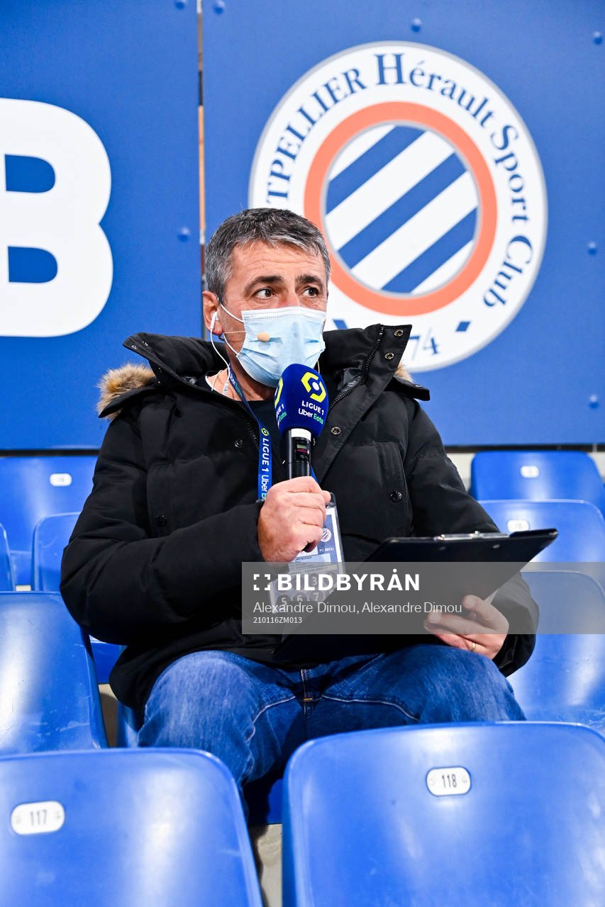  Fotboll, Franska Ligan, Montpellier - Monaco: Eric LARCHEVEQUE speaker of Montpellier  during the Ligue 1 match between Montpellier and Monaco at Stade de la Mosson on January 15, 2021 in Montpellier, France. (