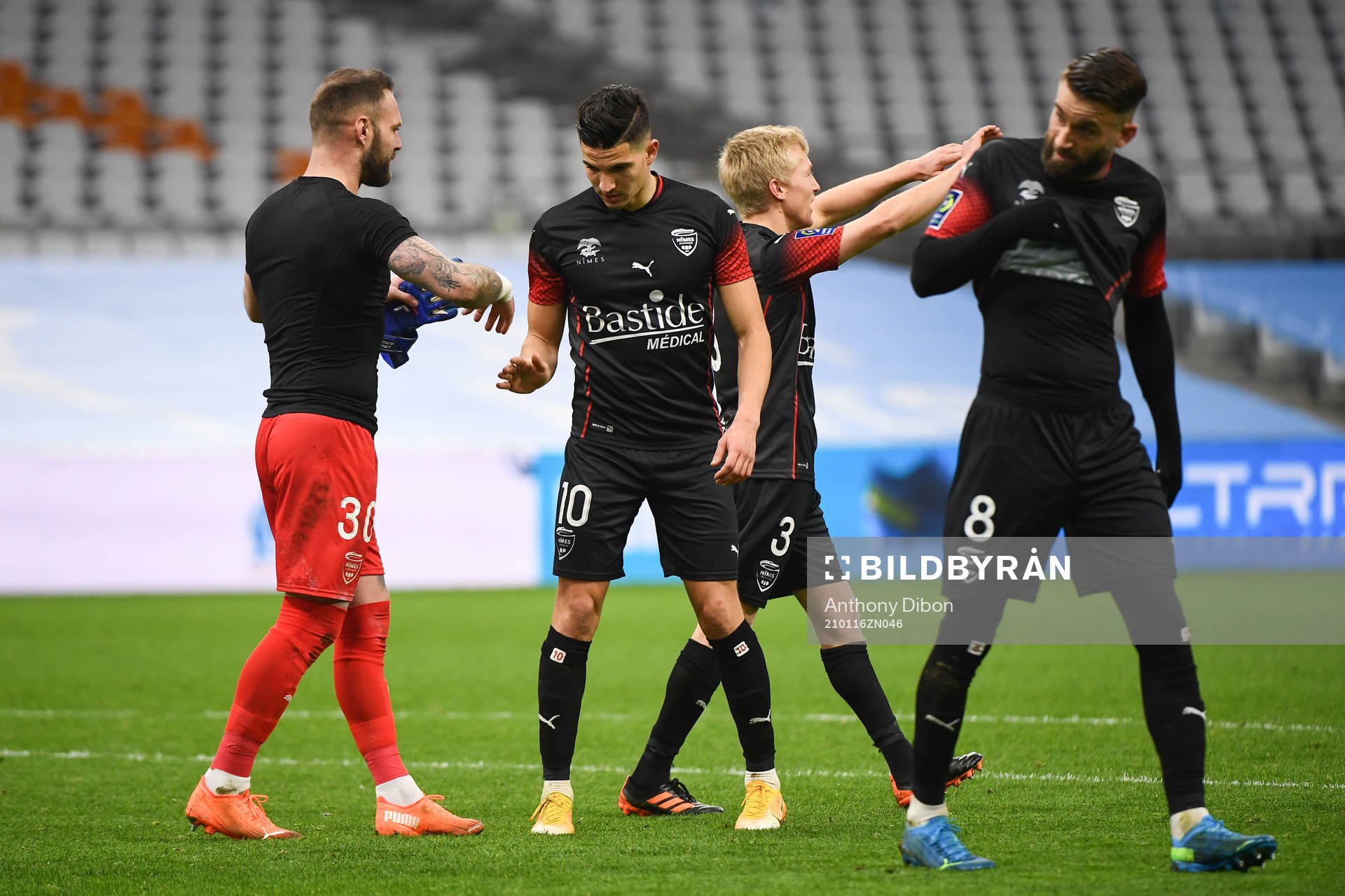 Baptiste REYNET of Nimes celebrates the victory with