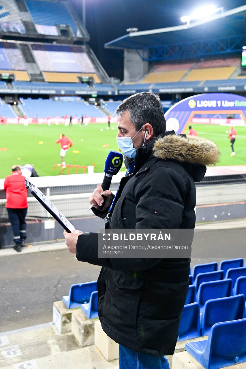  Fotboll, Franska Ligan, Montpellier - Monaco: Eric LARCHEVEQUE speaker of Montpellier  during the Ligue 1 match between Montpellier and Monaco at Stade de la Mosson on January 15, 2021 in Montpellier, France. (