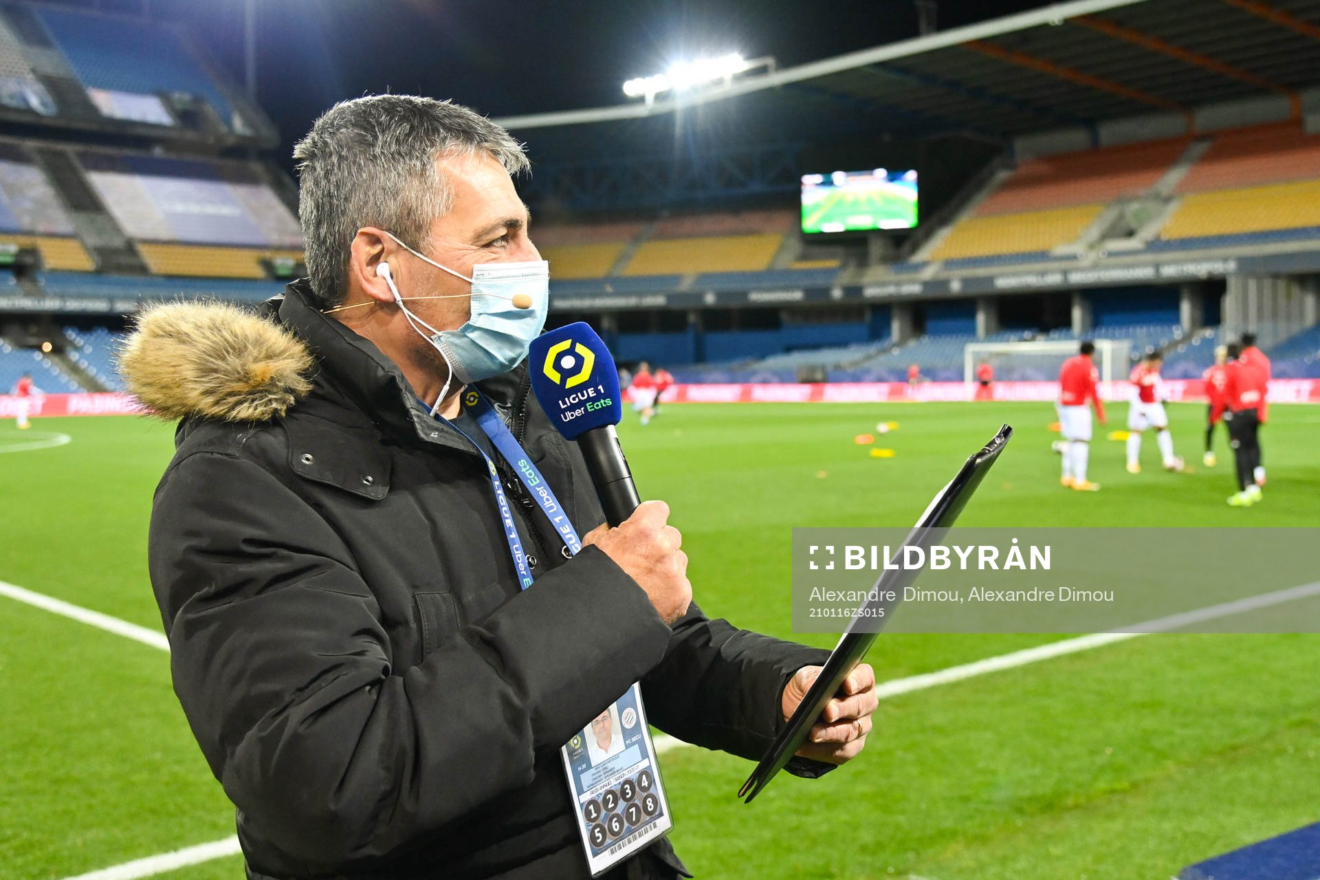 Fotboll, Franska Ligan, Montpellier - Monaco: Eric LARCHEVEQUE speaker of Montpellier during the Ligue 1 match between Montpellier and Monaco at Stade de la Mosson on January 15, 2021 in Montpellier, France. (