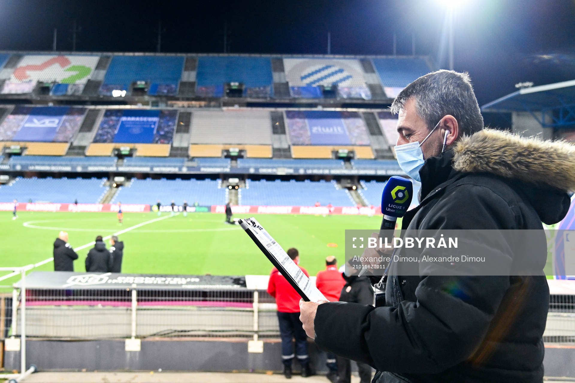 Fotboll, Franska Ligan, Montpellier - Monaco: Eric LARCHEVEQUE speaker of Montpellier during the Ligue 1 match between Montpellier and Monaco at Stade de la Mosson on January 15, 2021 in Montpellier, France. (