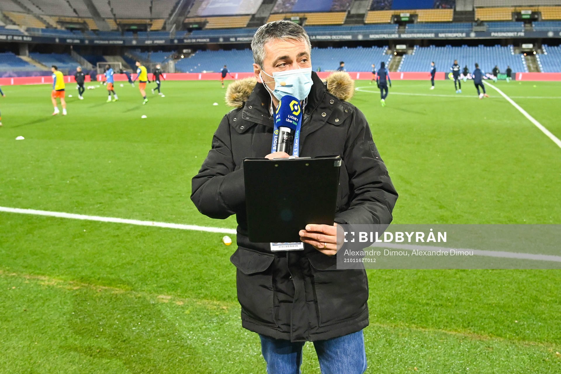Fotboll, Franska Ligan, Montpellier - Monaco: Eric LARCHEVEQUE speaker of Montpellier during the Ligue 1 match between Montpellier and Monaco at Stade de la Mosson on January 15, 2021 in Montpellier, France. (