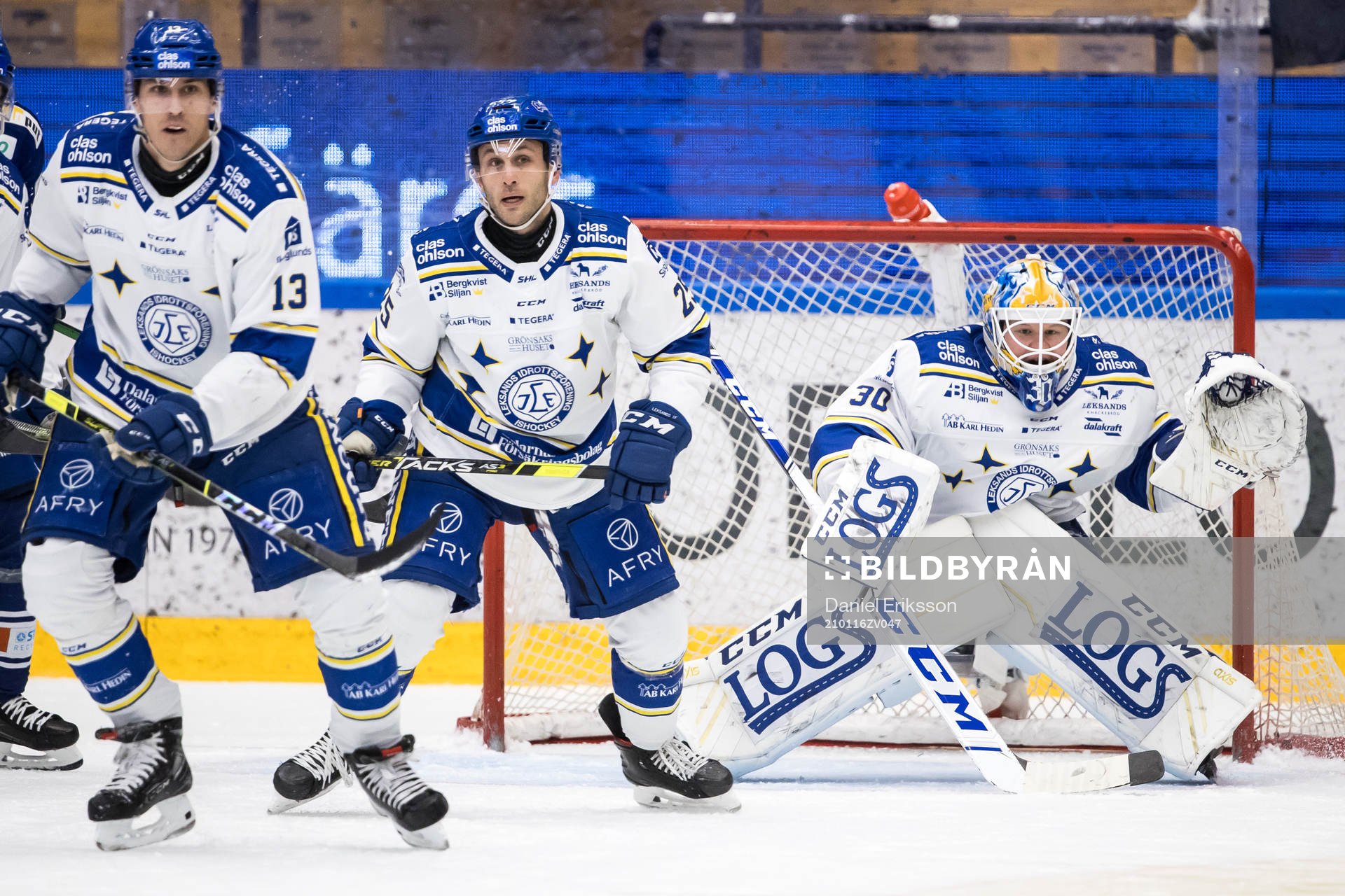Leksands målvakt Janne Juvonen och Leksands Jon Knuts och