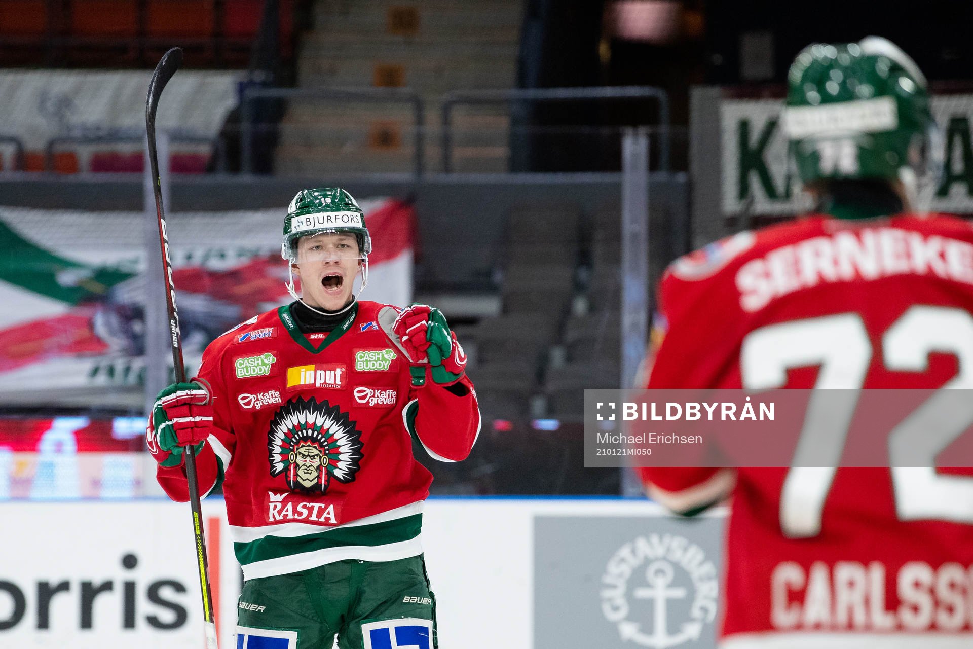 Frölundas Lucas Raymond jublar