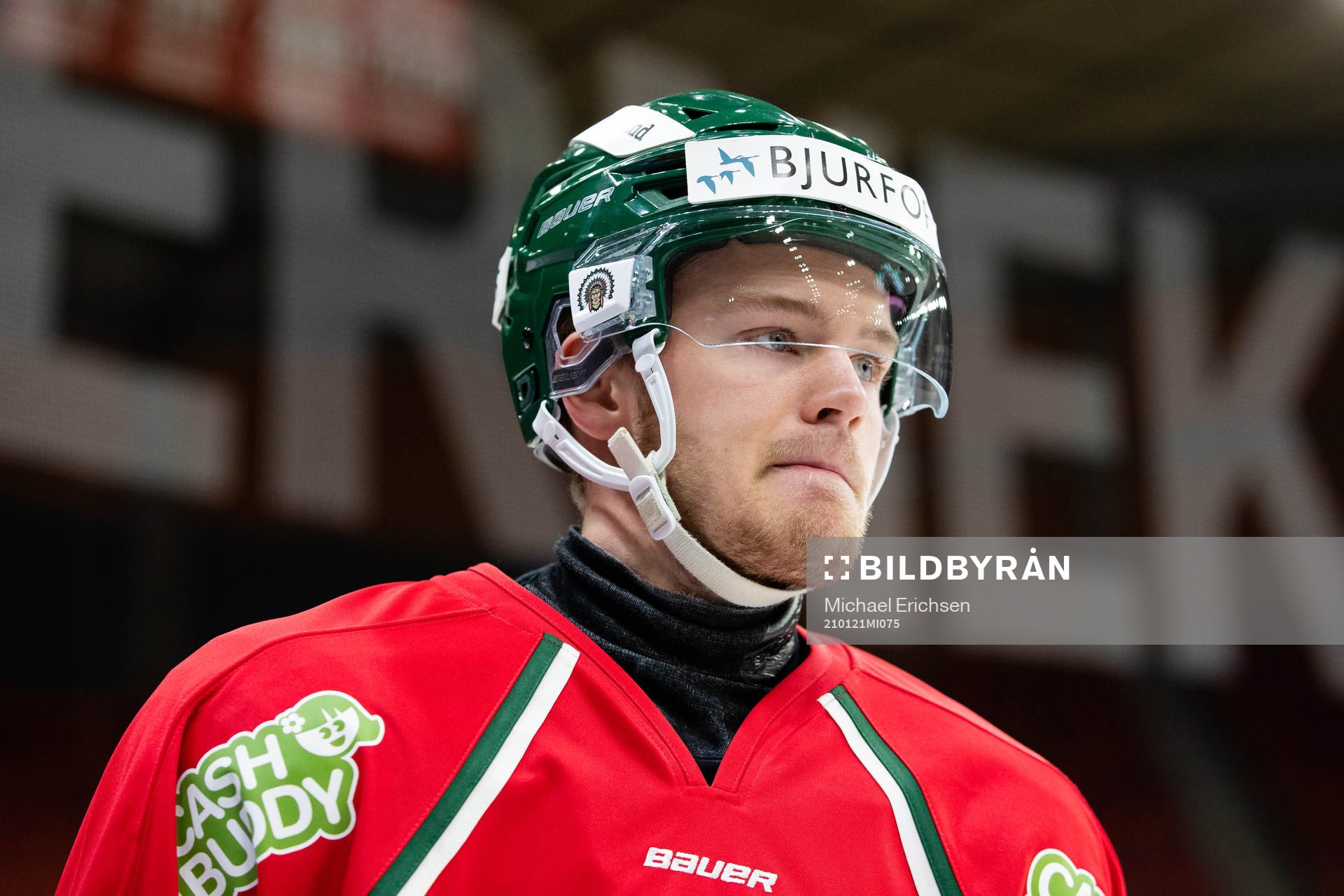 Frölundas Filip Johansson innan ishockeymatchen i SHL