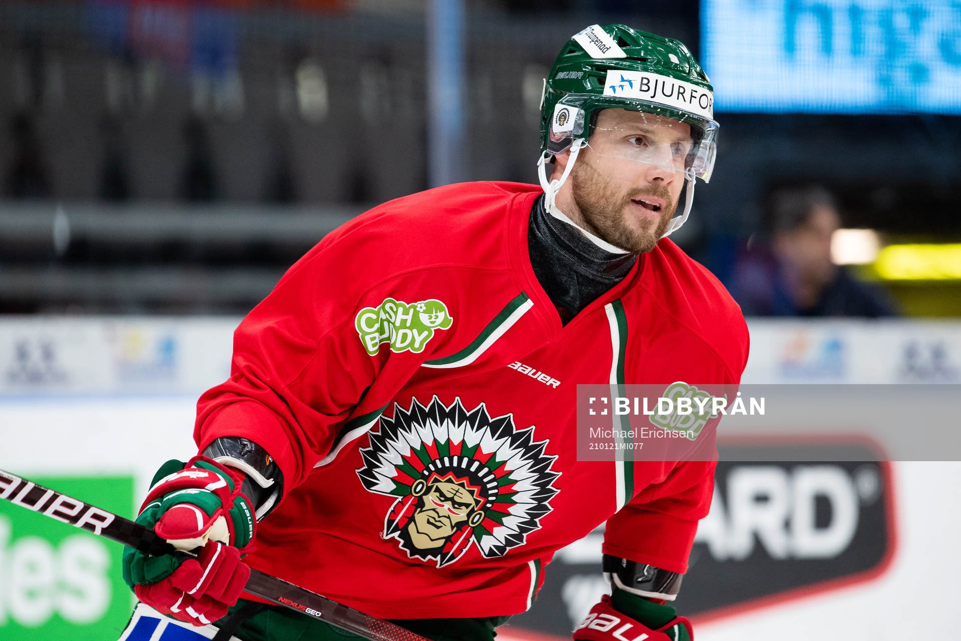 Frölundas Jan Mursak innan ishockeymatchen i SHL mellan