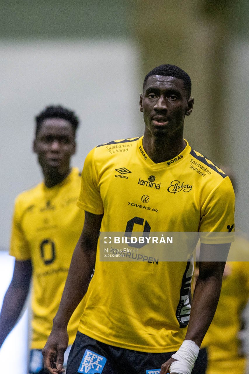 Elfsborgs Joseph Stanley Okumu under träningsmatchen i fotboll mellan Elfsborg och Häcken den 22 januari 2021 i Borås. 