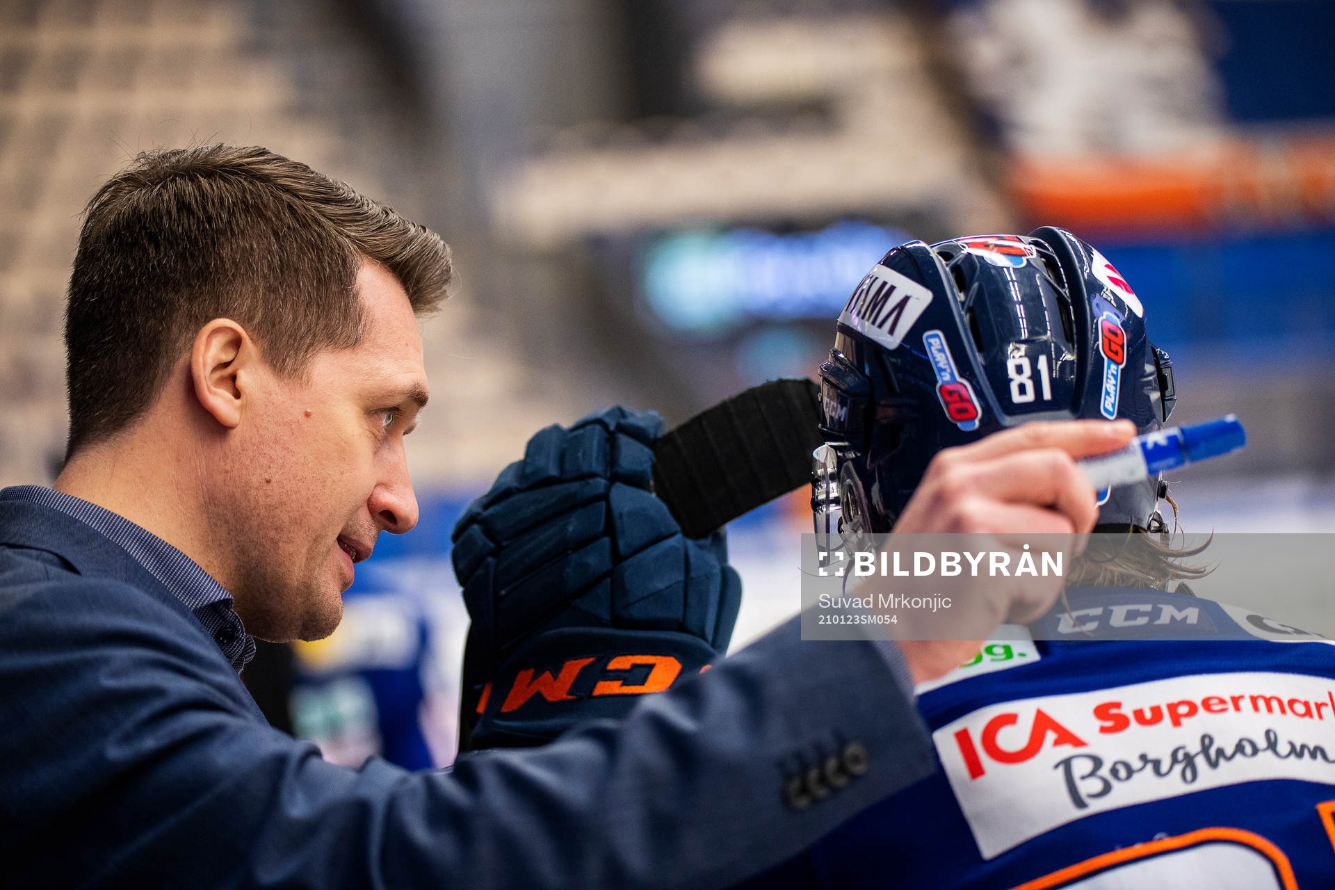 Växjös tränare Sam Hallam och Fredrik Karlström