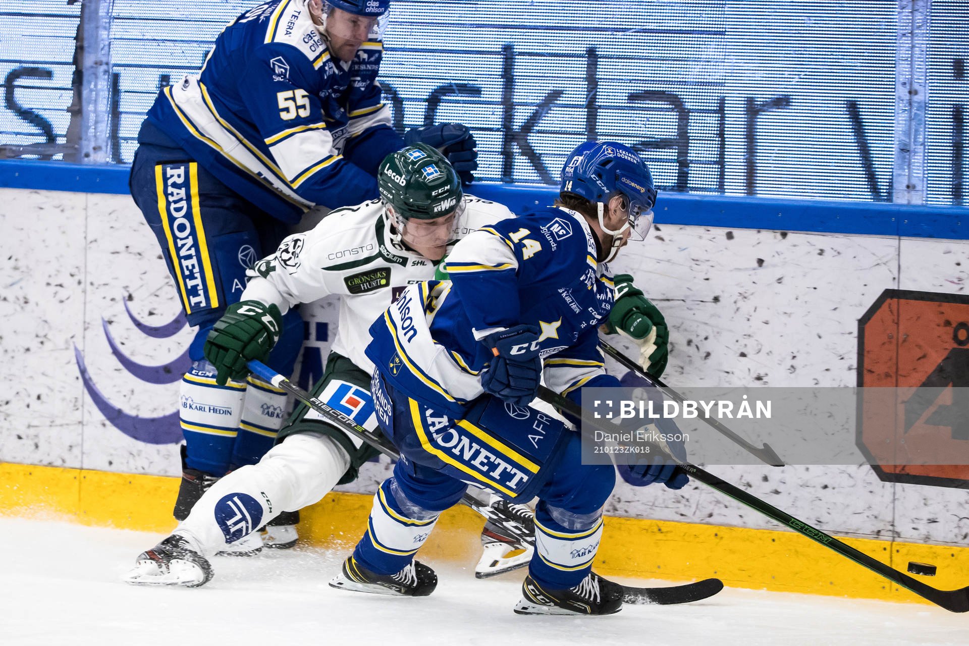 Leksands Jonas Ahnelöv och Färjestads Niclas Lundgren och