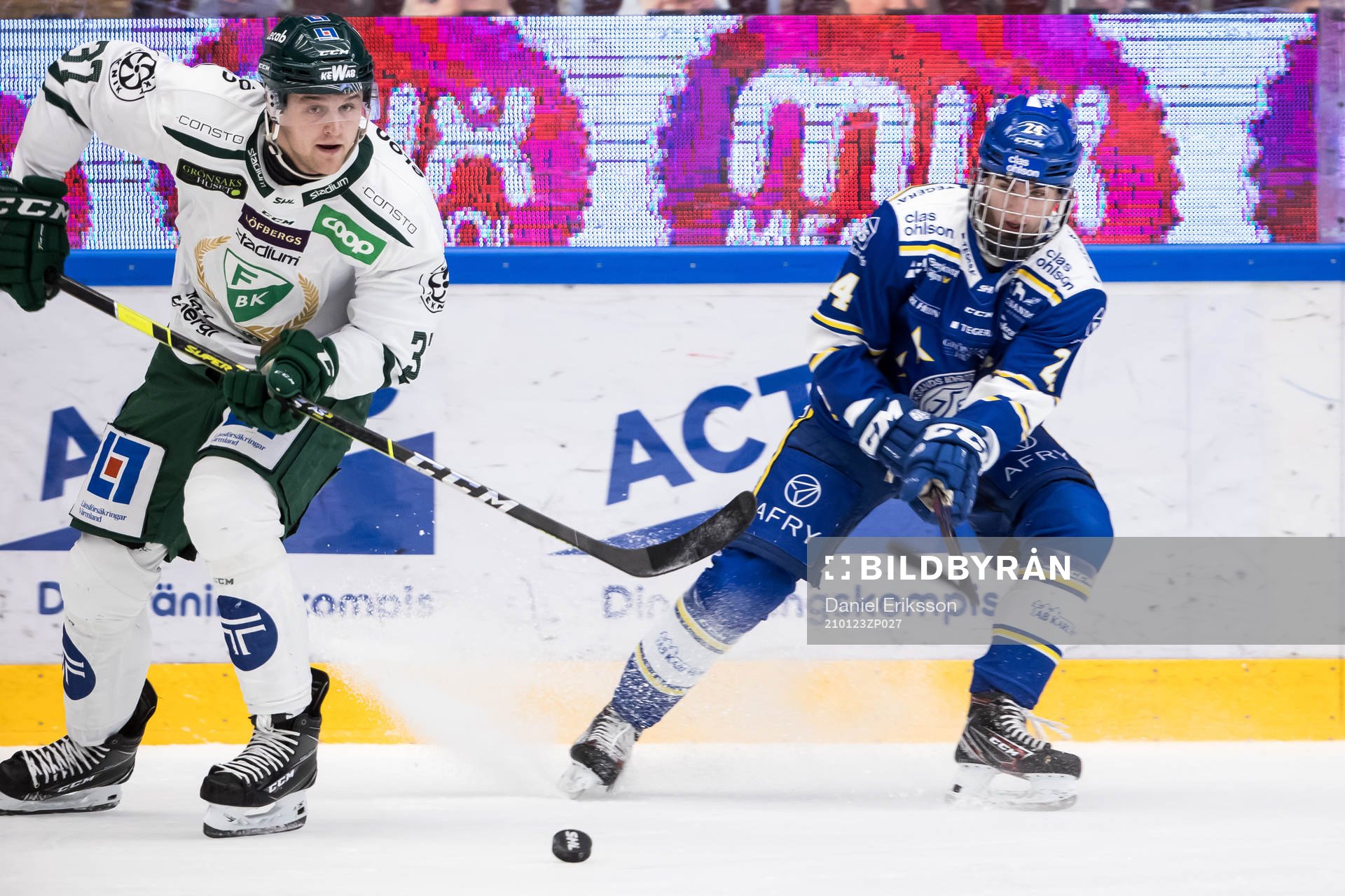 Färjestads Adam Ginning och Leksands Isak Rosén
