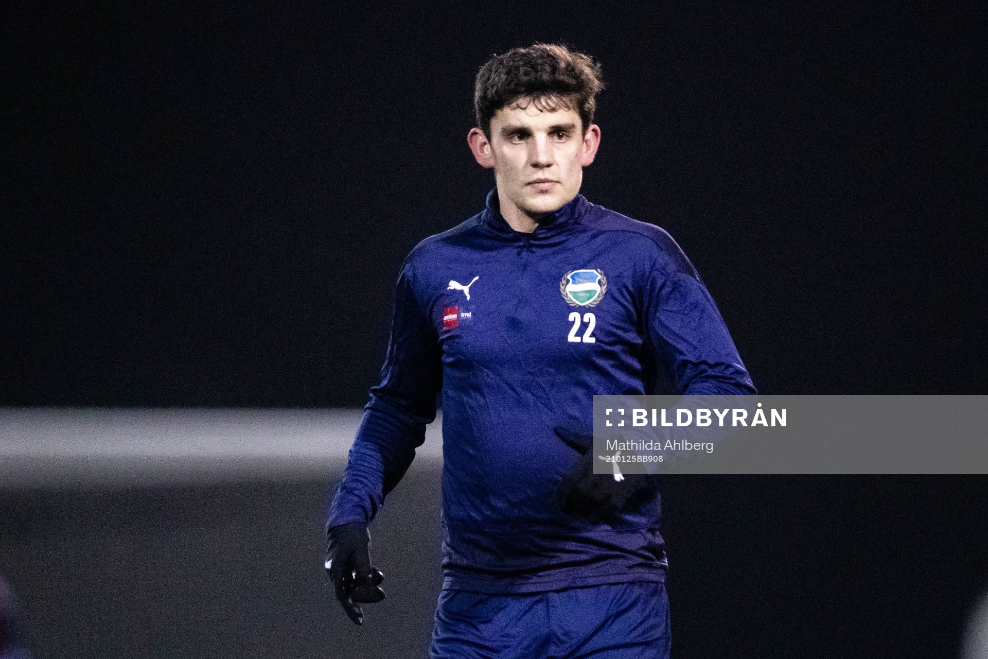 Österlens Hugo Hellichius under en träning med Österlen den 25 januari 2021 i Skillinge. 