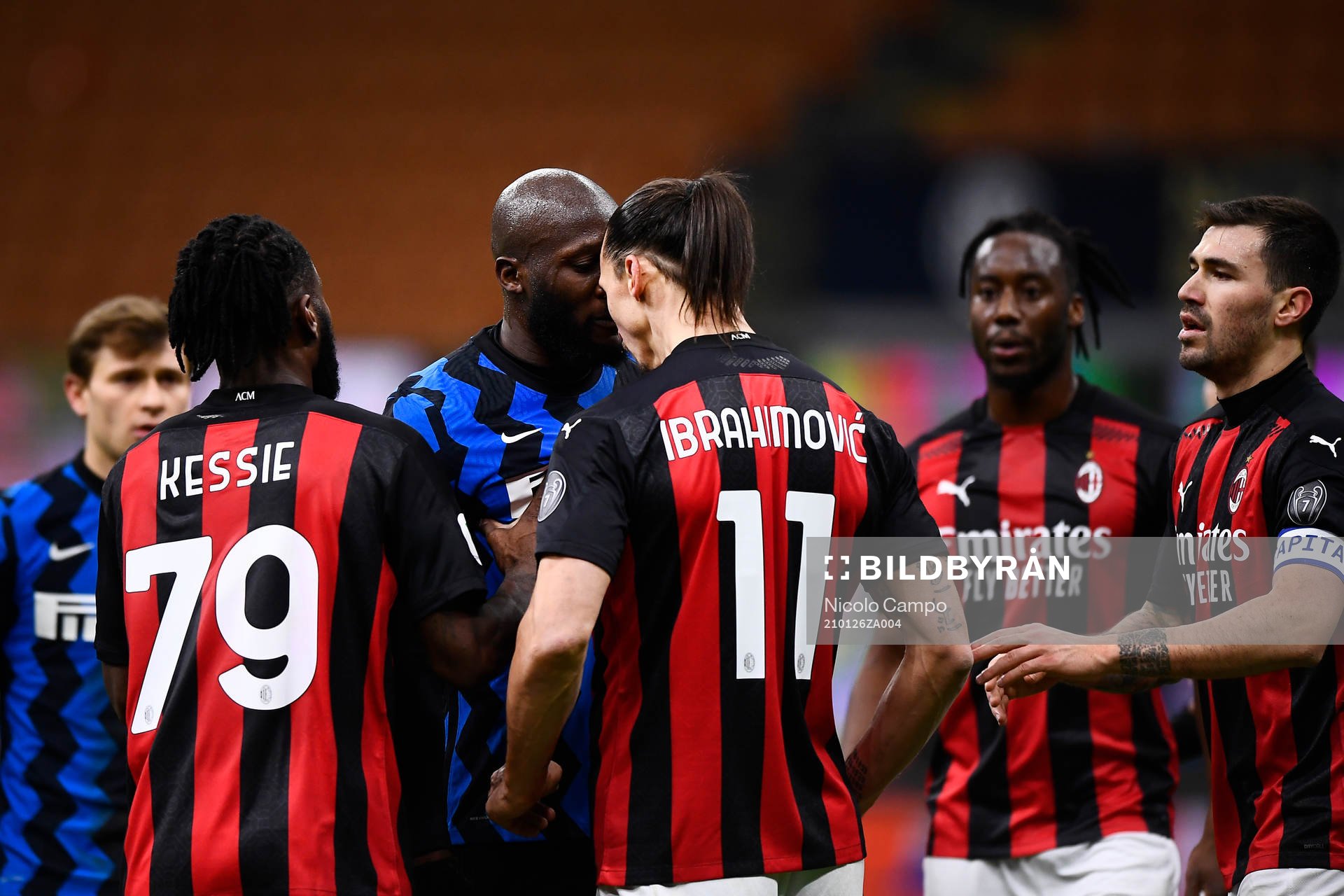 Zlatan Ibrahimovic of Milan and Romelu Lukaku of Inter