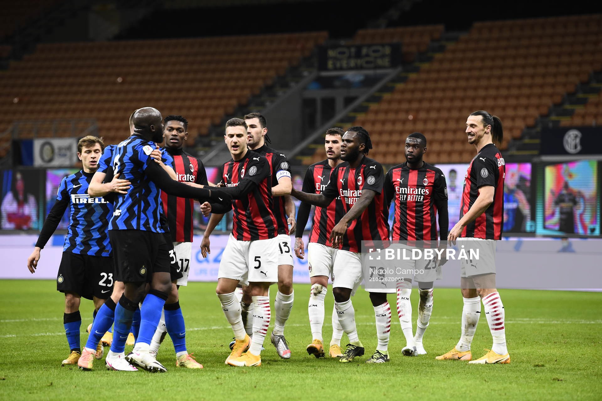 Zlatan Ibrahimovic of Milan and Romelu Lukaku of Inter