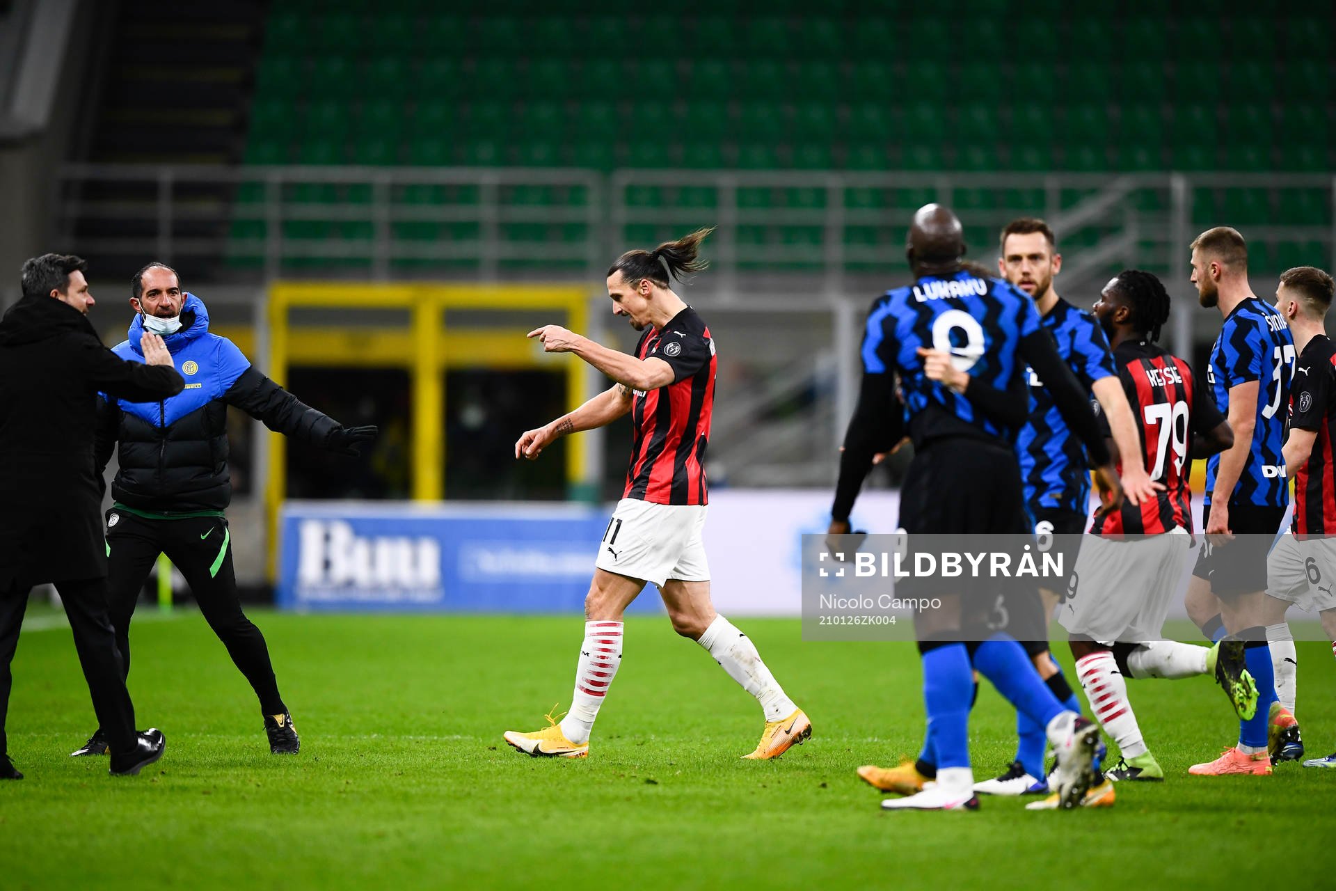 Zlatan Ibrahimovic of Milan and Romelu Lukaku of Inter