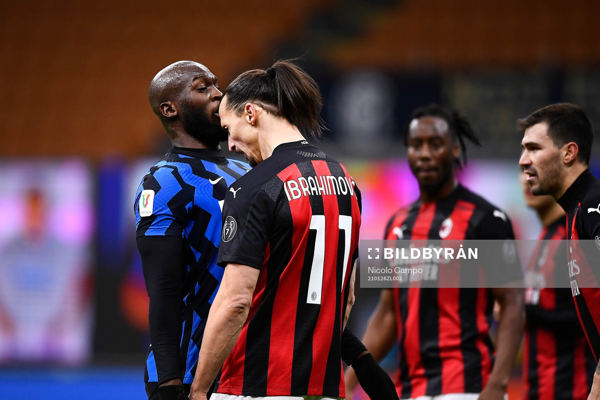 Zlatan Ibrahimovic of Milan and Romelu Lukaku of Inter