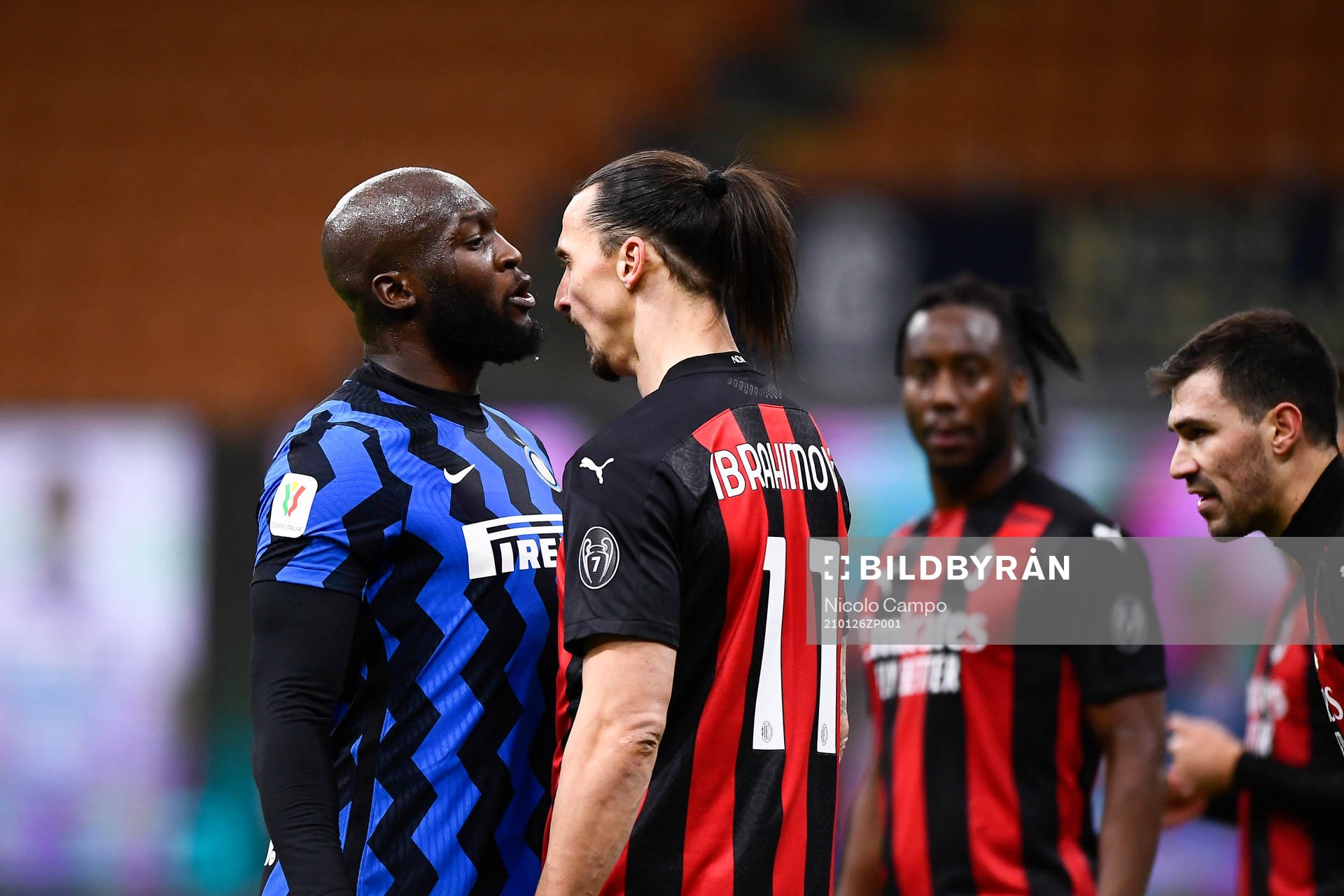 Zlatan Ibrahimovic of Milan and Romelu Lukaku of Inter