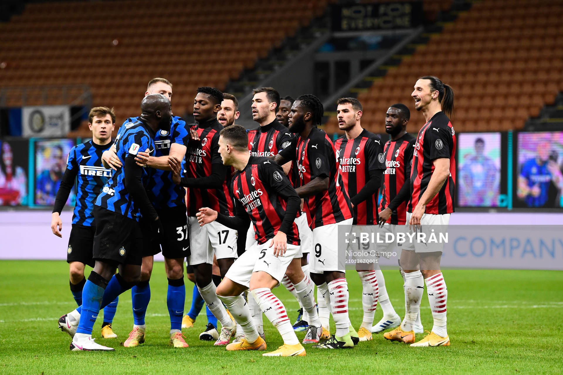 Zlatan Ibrahimovic of Milan and Romelu Lukaku of Inter