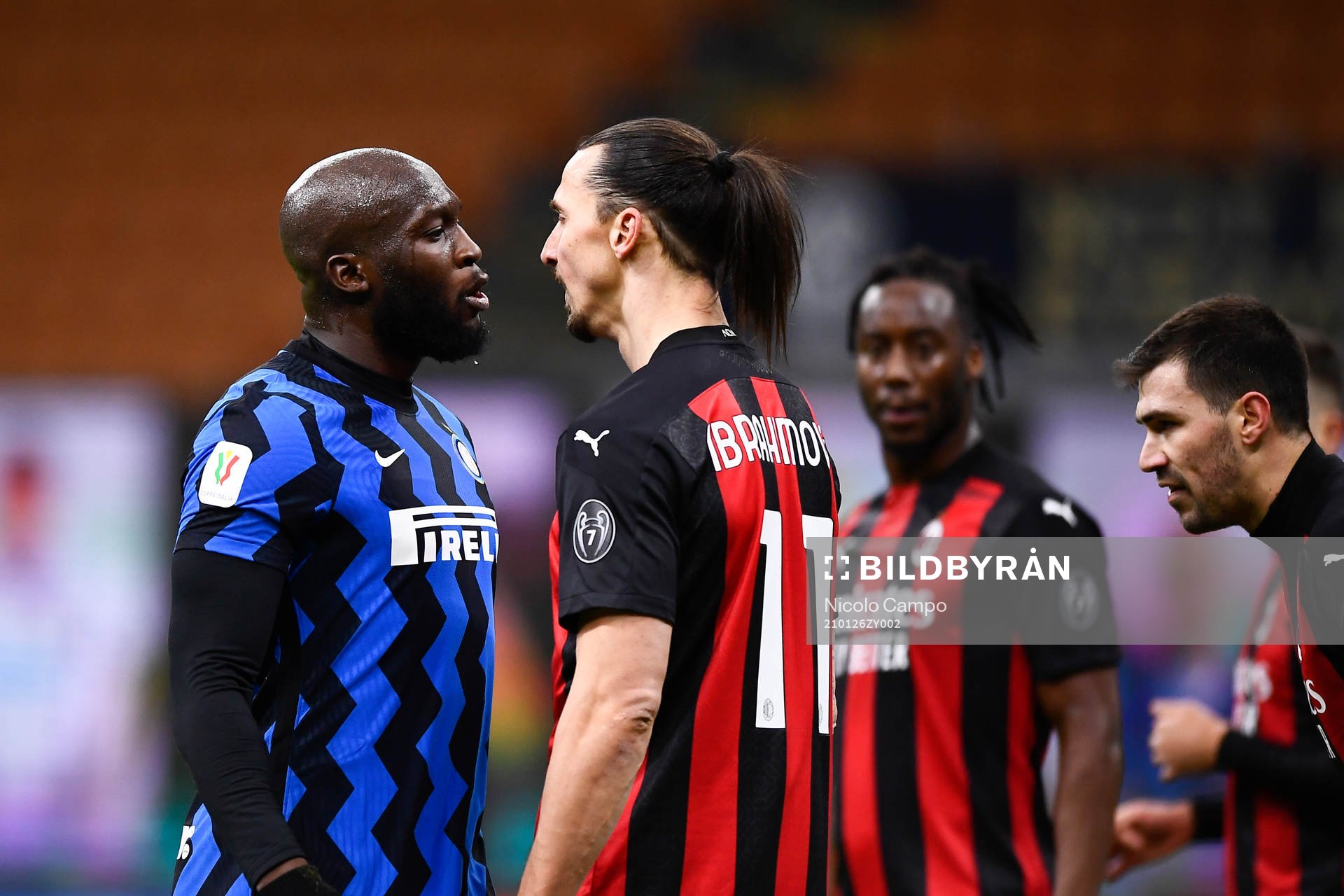 Zlatan Ibrahimovic of Milan and Romelu Lukaku of Inter