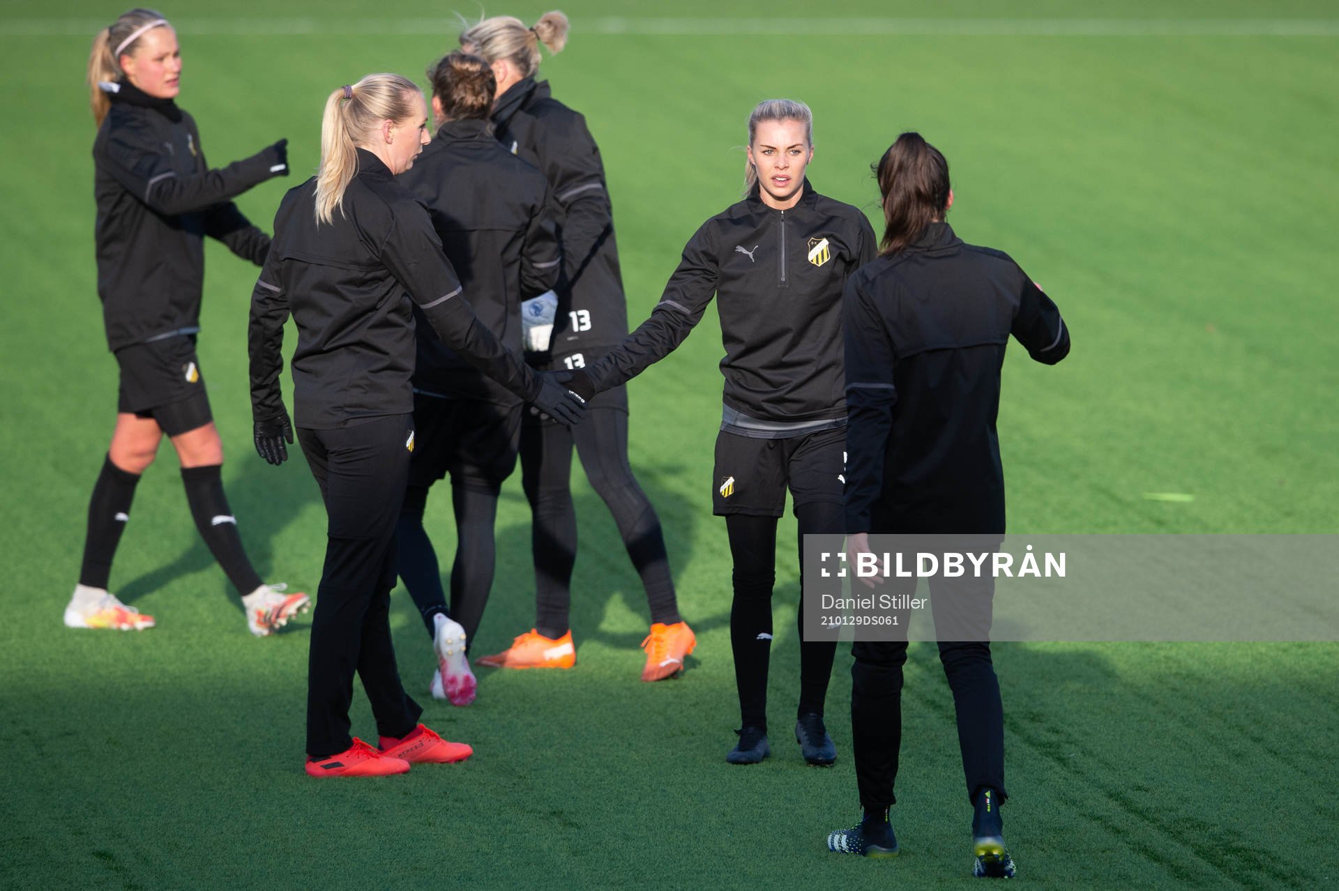 Lotta Ökvist mfl under en träning med Häcken den 29 januari 2021 i Göteborg. 